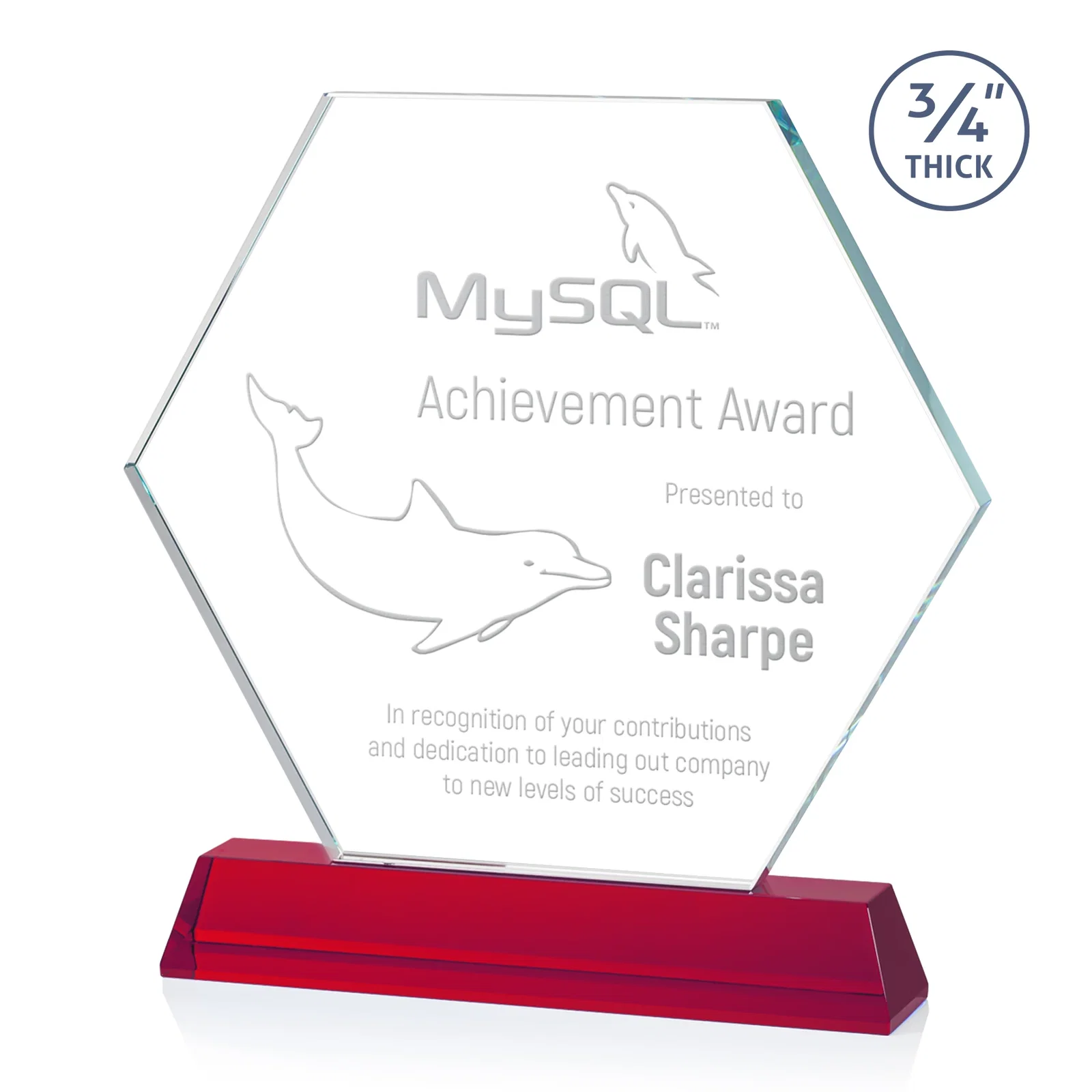 Promotional Optical Crystal Hexagon Award on Tall Tapered Base, awards for corporate award ceremonies
