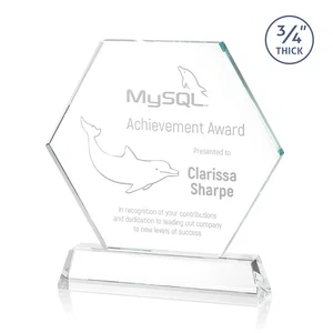 Optical Crystal Hexagon Award on Tall Tapered Base