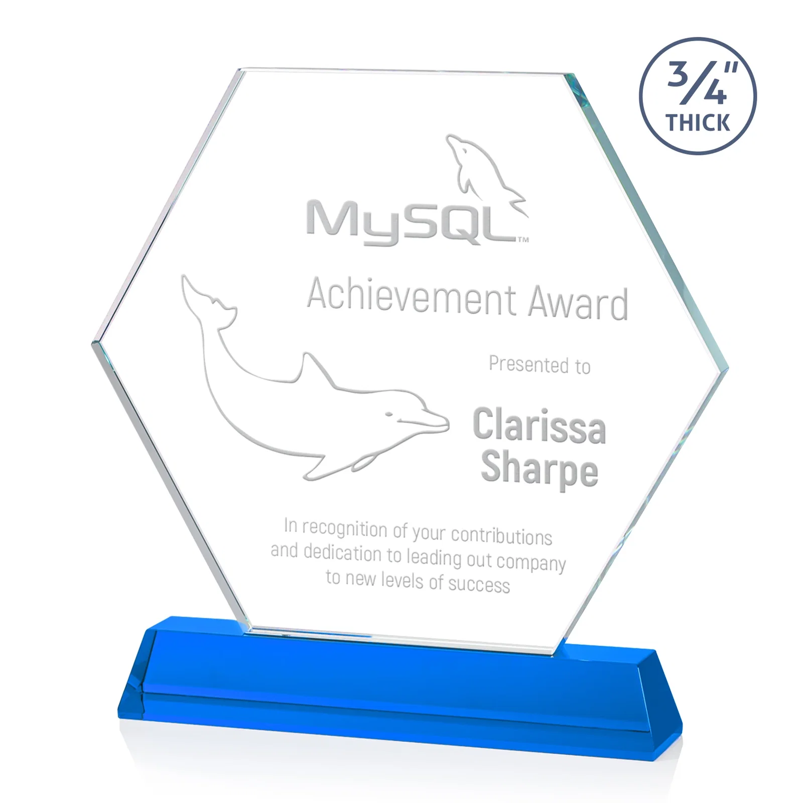 Promotional Optical Crystal Hexagon Award on Tall Tapered Base, awards for team milestone celebrations