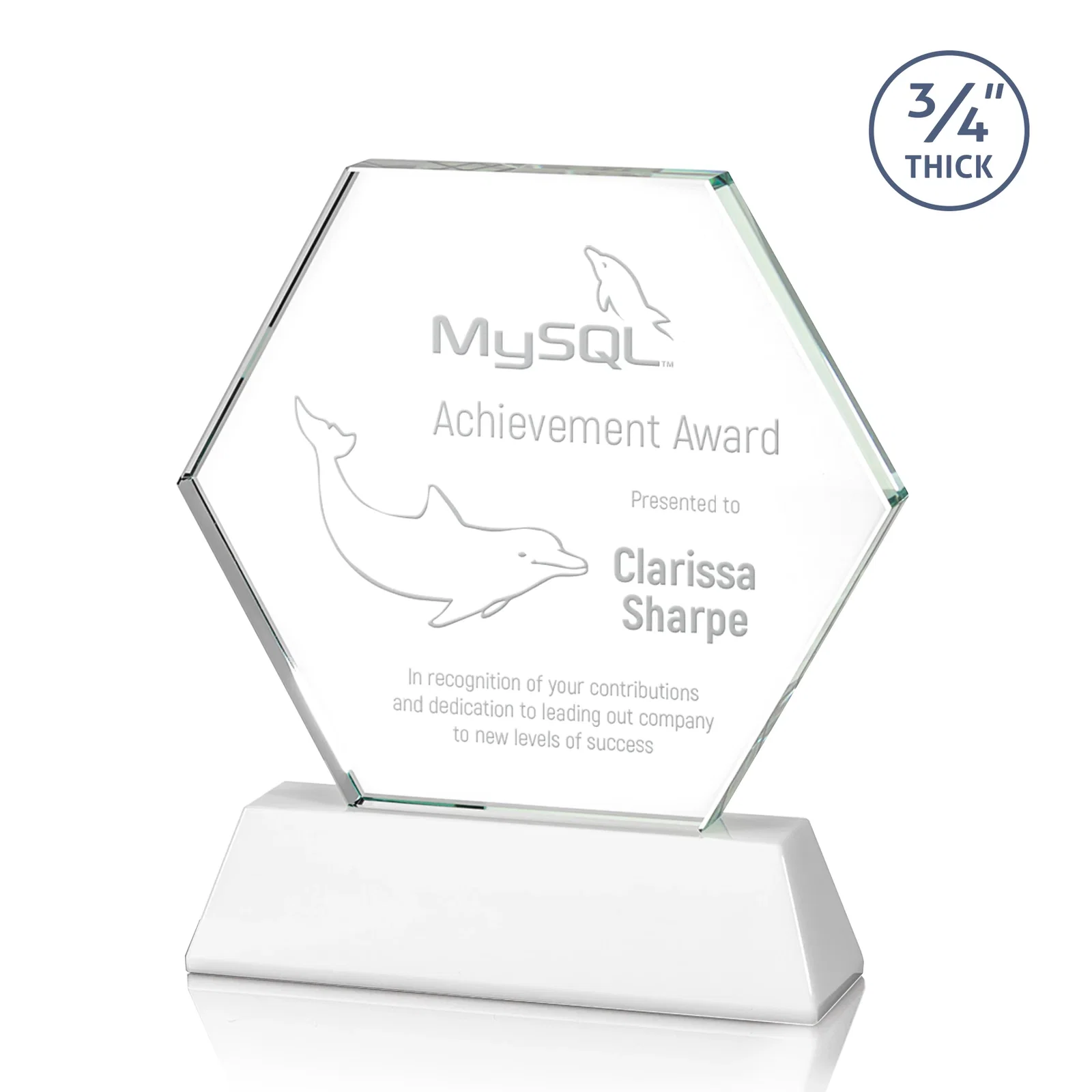 Promotional Optical Crystal Hexagon Award on Tall Tapered Base, awards for graduation ceremonies