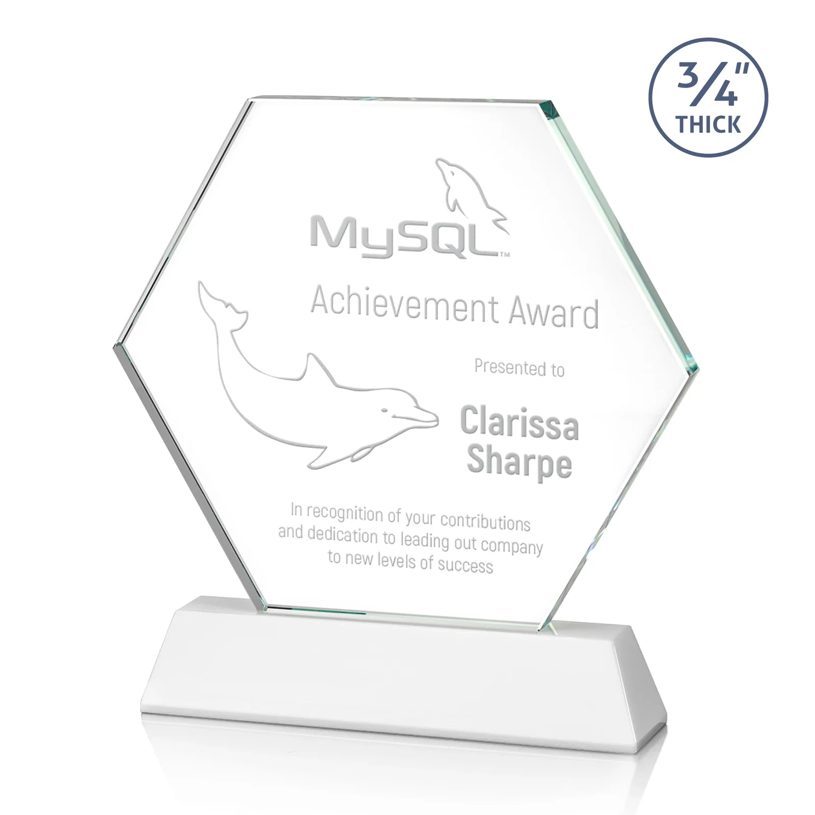 Promotional Optical Crystal Hexagon Award on Tall Tapered Base, awards for safety achievement programs