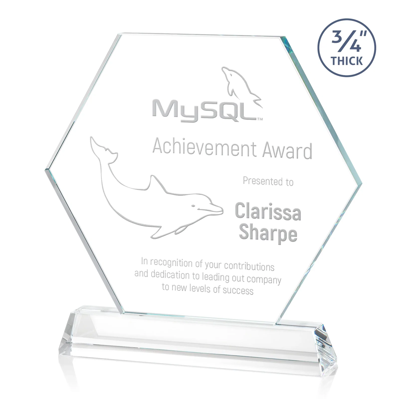 Custom Optical Crystal Hexagon Award on Tall Tapered Base, awards for sales achievement awards