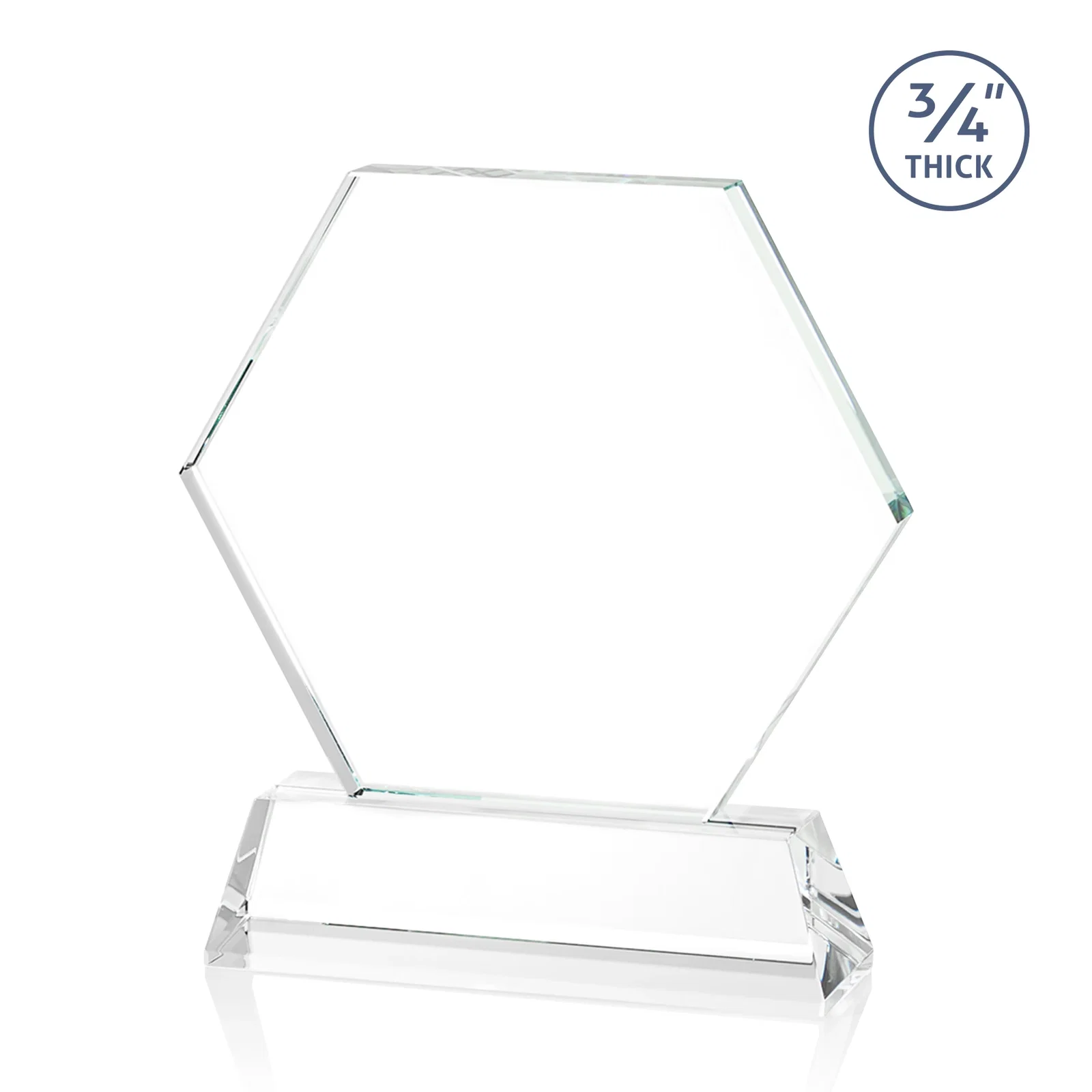 Custom engraved Optical Crystal Hexagon Award on Tall Tapered Base, awards for service anniversary gifts