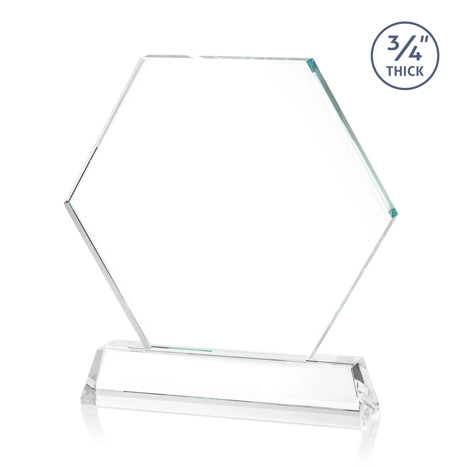 Custom engraved Optical Crystal Hexagon Award on Tall Tapered Base, awards for sales achievement awards