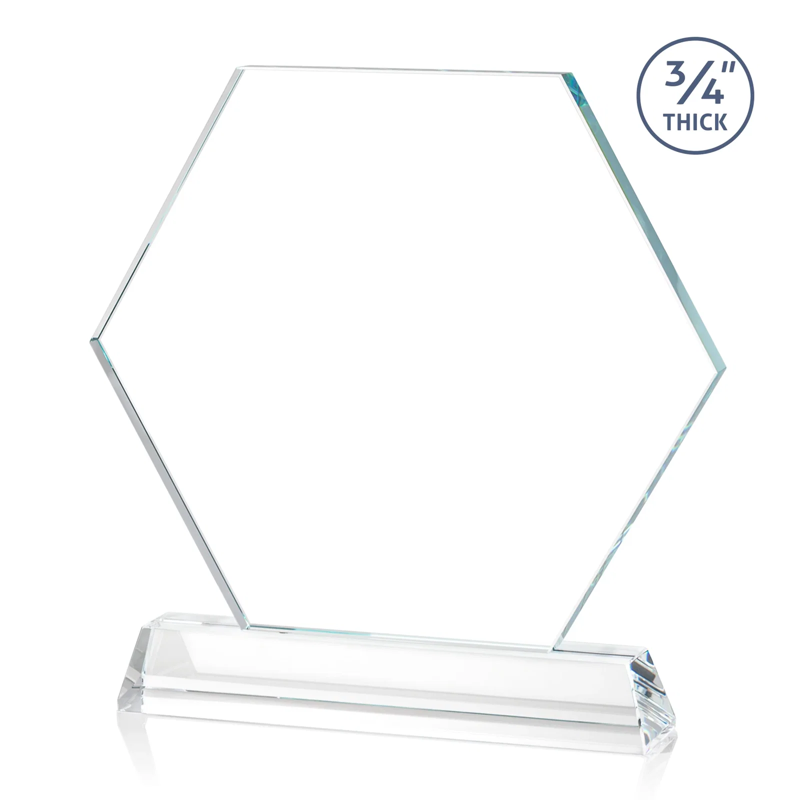 Custom engraved Optical Crystal Hexagon Award on Tall Tapered Base, awards for retirement presentations