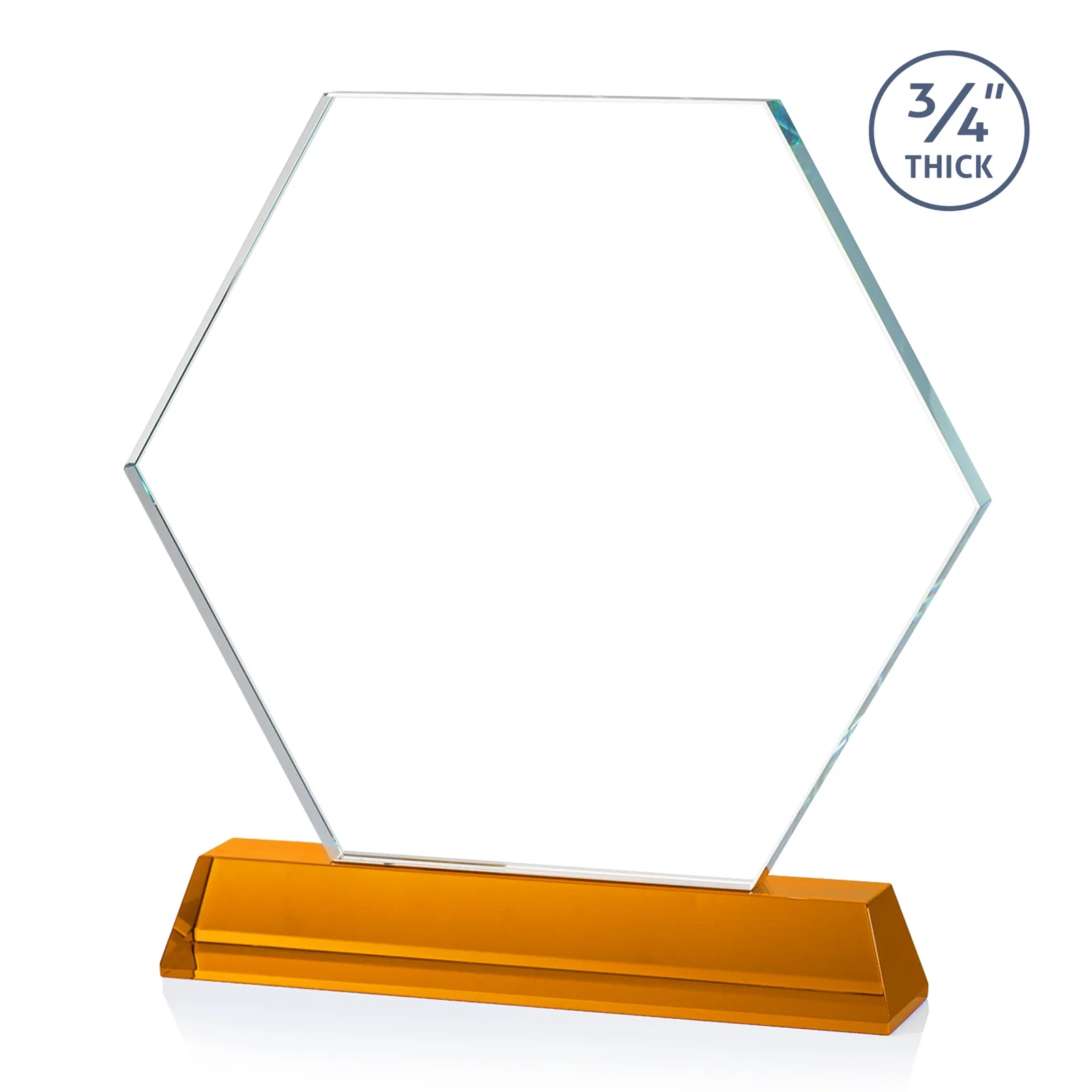 Custom engraved Optical Crystal Hexagon Award on Tall Tapered Base, awards for graduation ceremonies