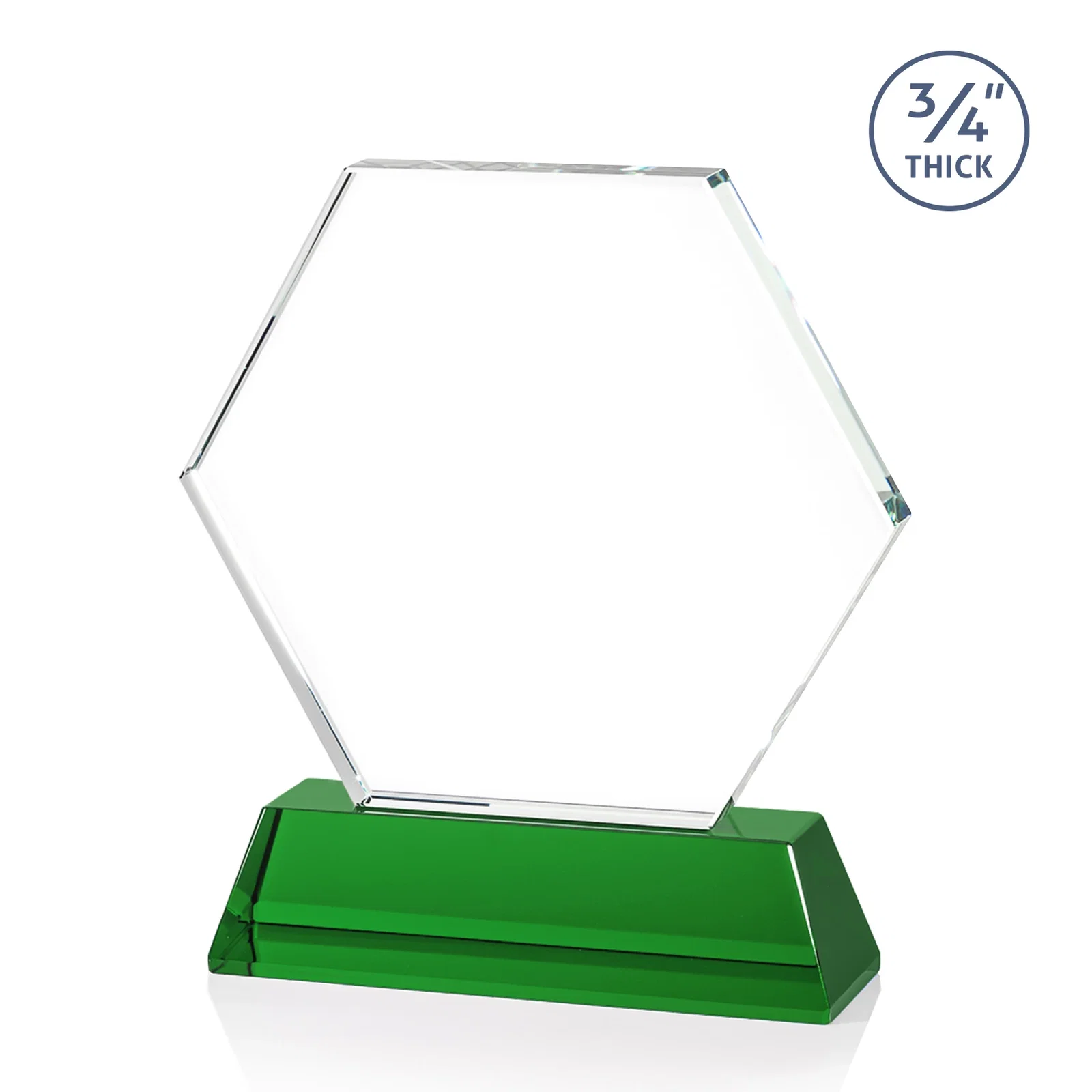Custom engraved Optical Crystal Hexagon Award on Tall Tapered Base, awards for safety achievement programs