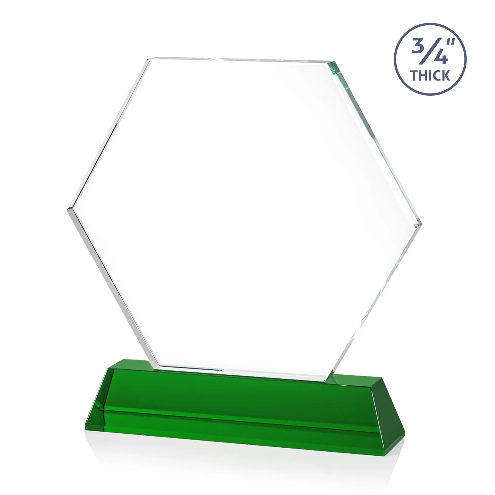 Custom engraved Optical Crystal Hexagon Award on Tall Tapered Base, awards for volunteer appreciation