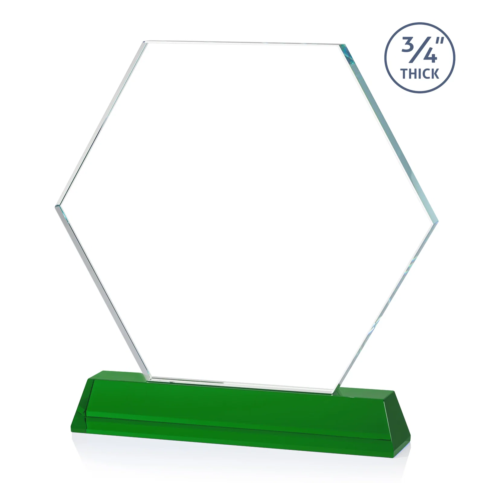 Custom engraved Optical Crystal Hexagon Award on Tall Tapered Base, awards for dealer and partner awards