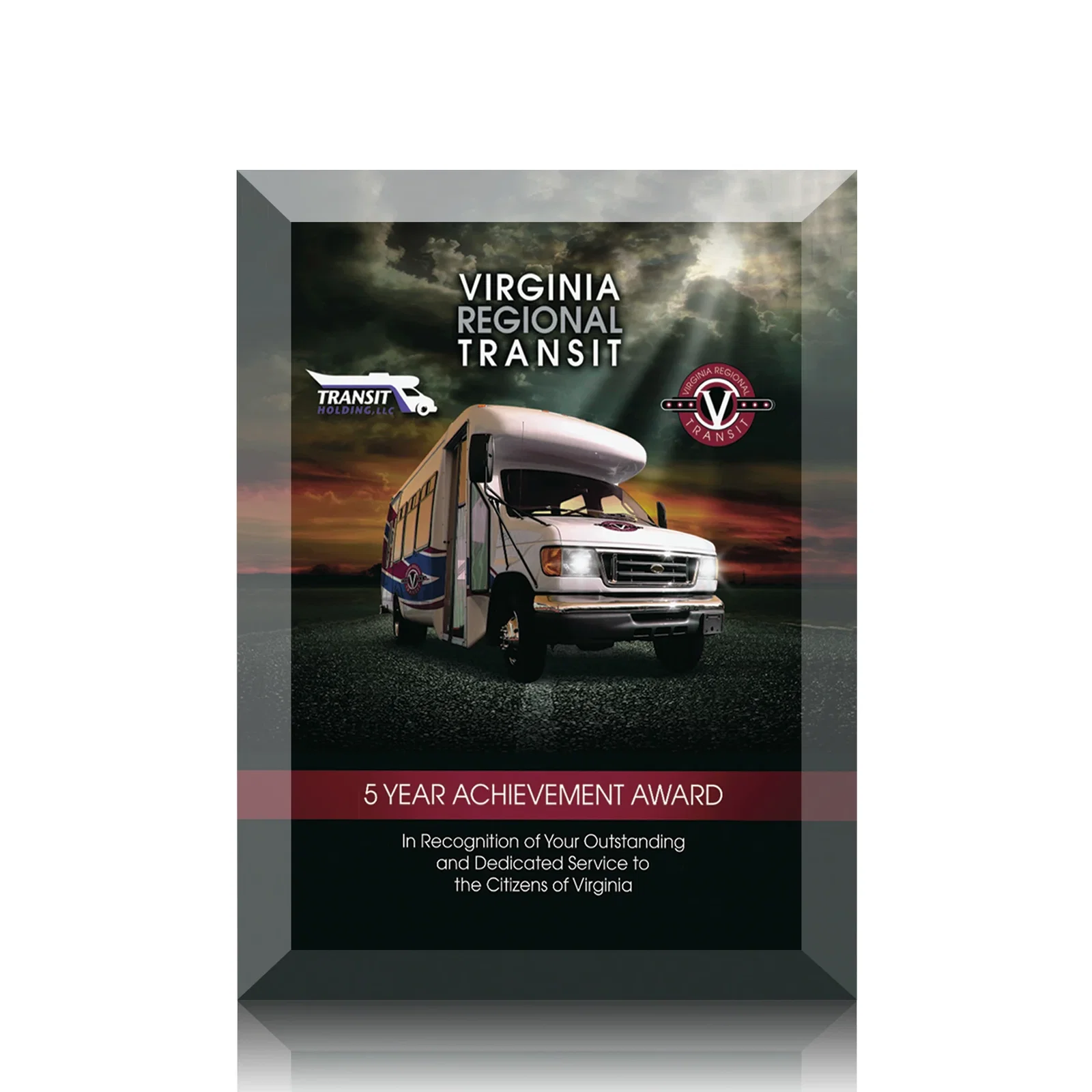 Custom Starfire Crystal Plaque With Back-Printed Full Color Image for team milestone celebrations