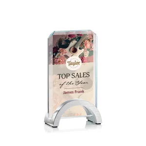 Clipped-Corner Starfire Crystal in a Brushed Aluminum Base