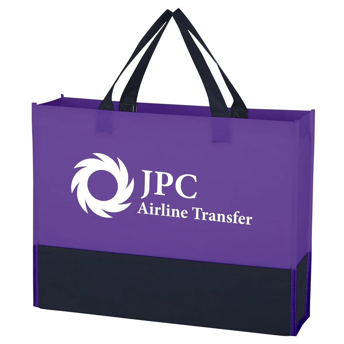 Reusable tote in non-woven fabric with contrasting black trim