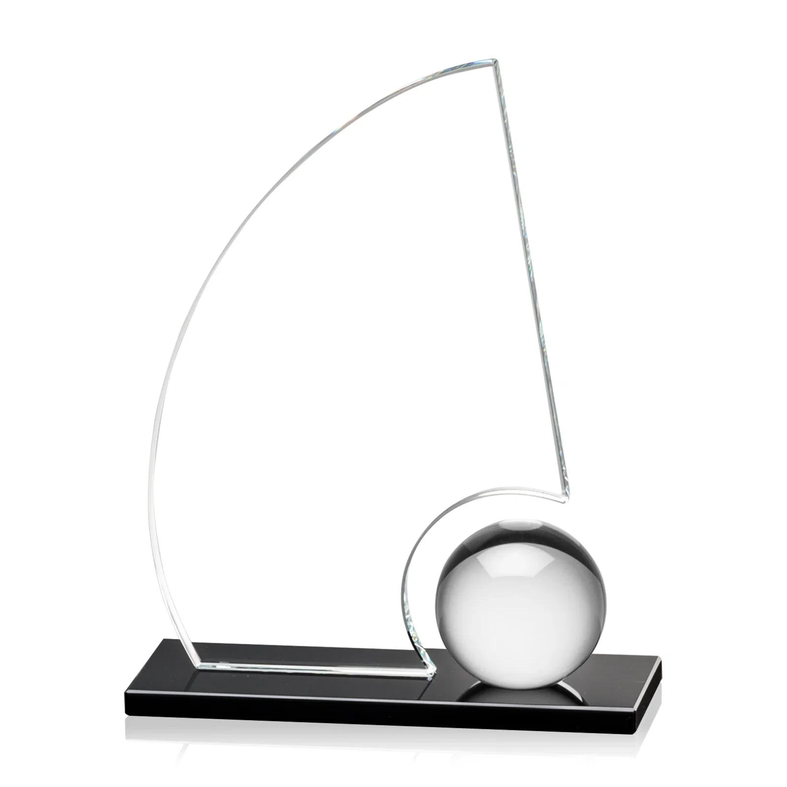 Personalized Crystal Orb Sail Award Surrounded by Solid Starfire Crystal for service anniversary gifts