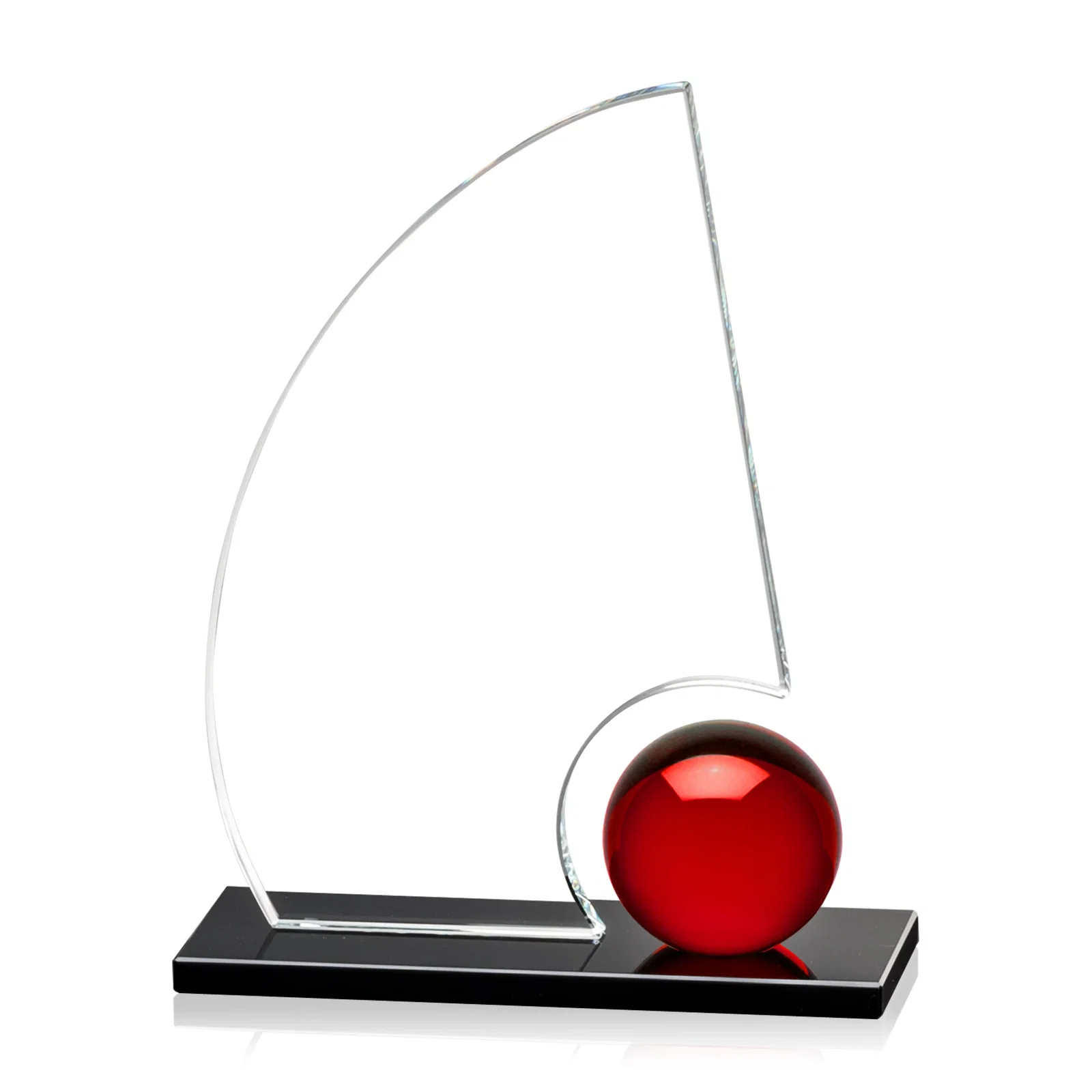 Personalized Crystal Orb Sail Award Surrounded by Solid Starfire Crystal for donor appreciation