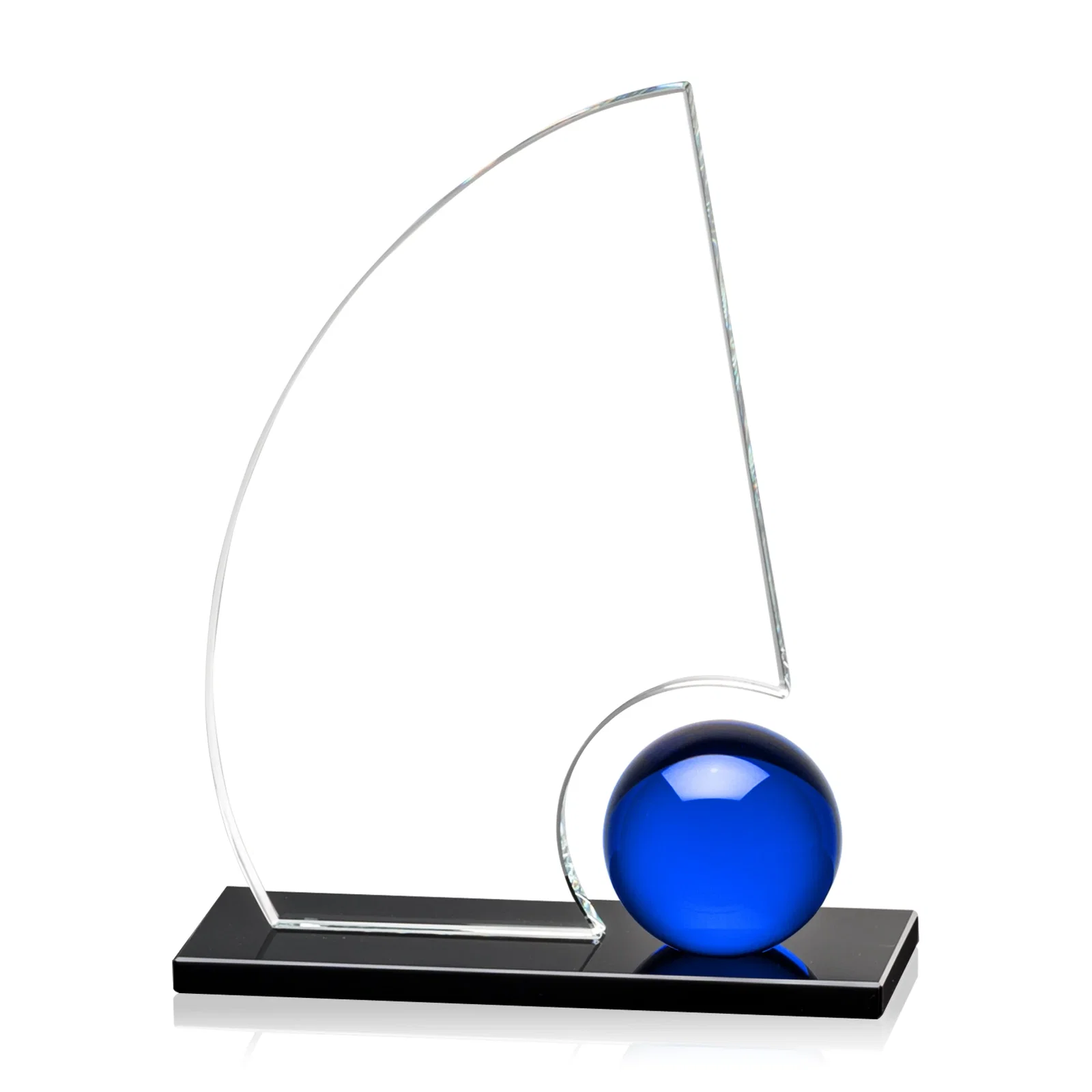 Personalized Crystal Orb Sail Award Surrounded by Solid Starfire Crystal for graduation ceremonies