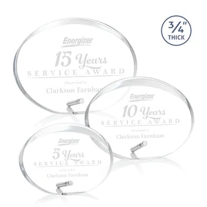 Oval Acrylic Award with Beveled Top Half and Easel Pin