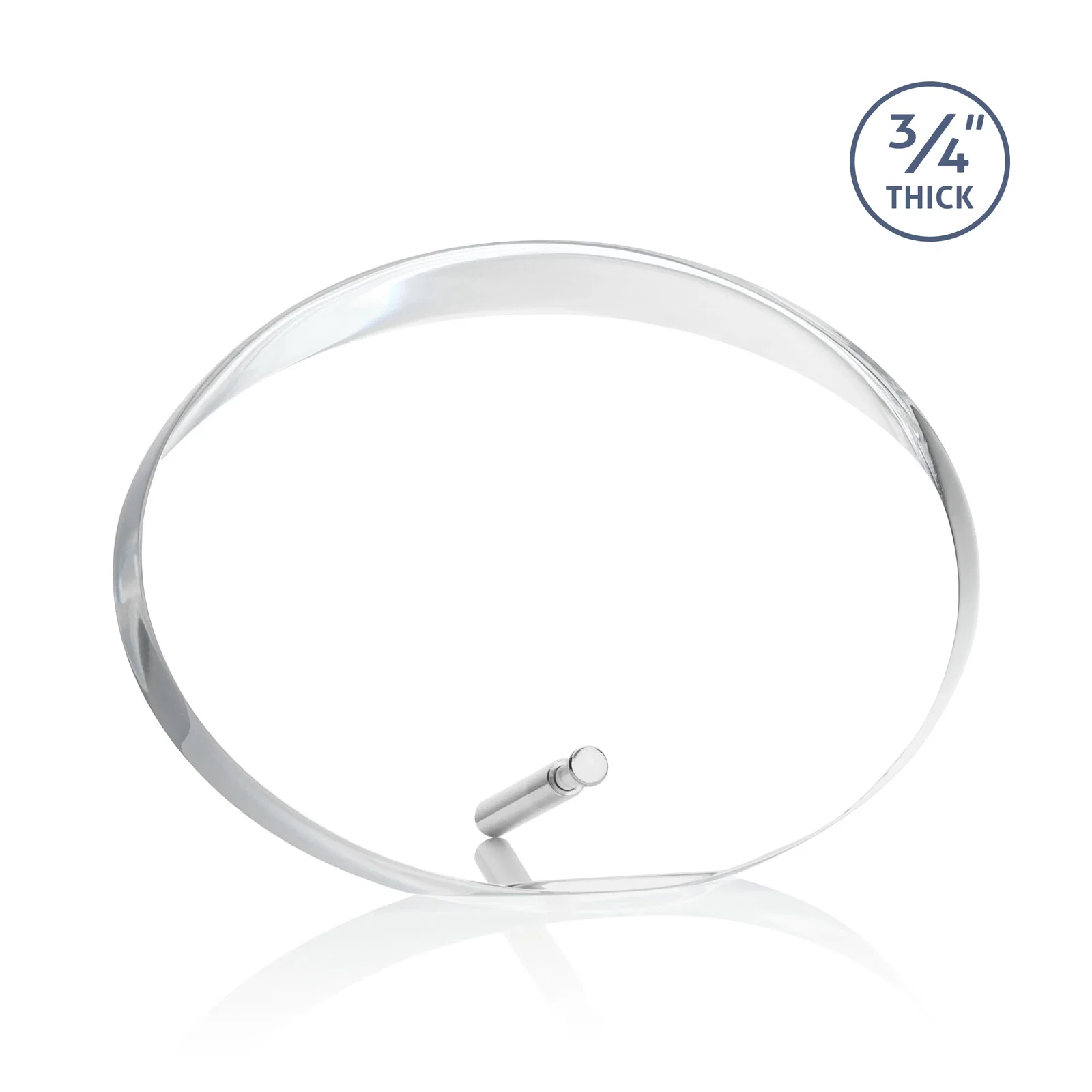 Personalized Oval Acrylic Award with Beveled Top Half and Easel Pin for team milestone celebrations