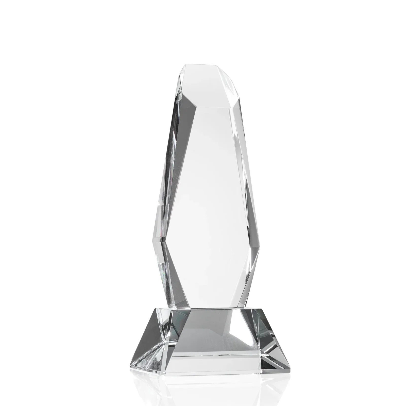 Personalized Optical Crystal Monolith Award with Faceted Angular Bevels, awards for retirement presentations