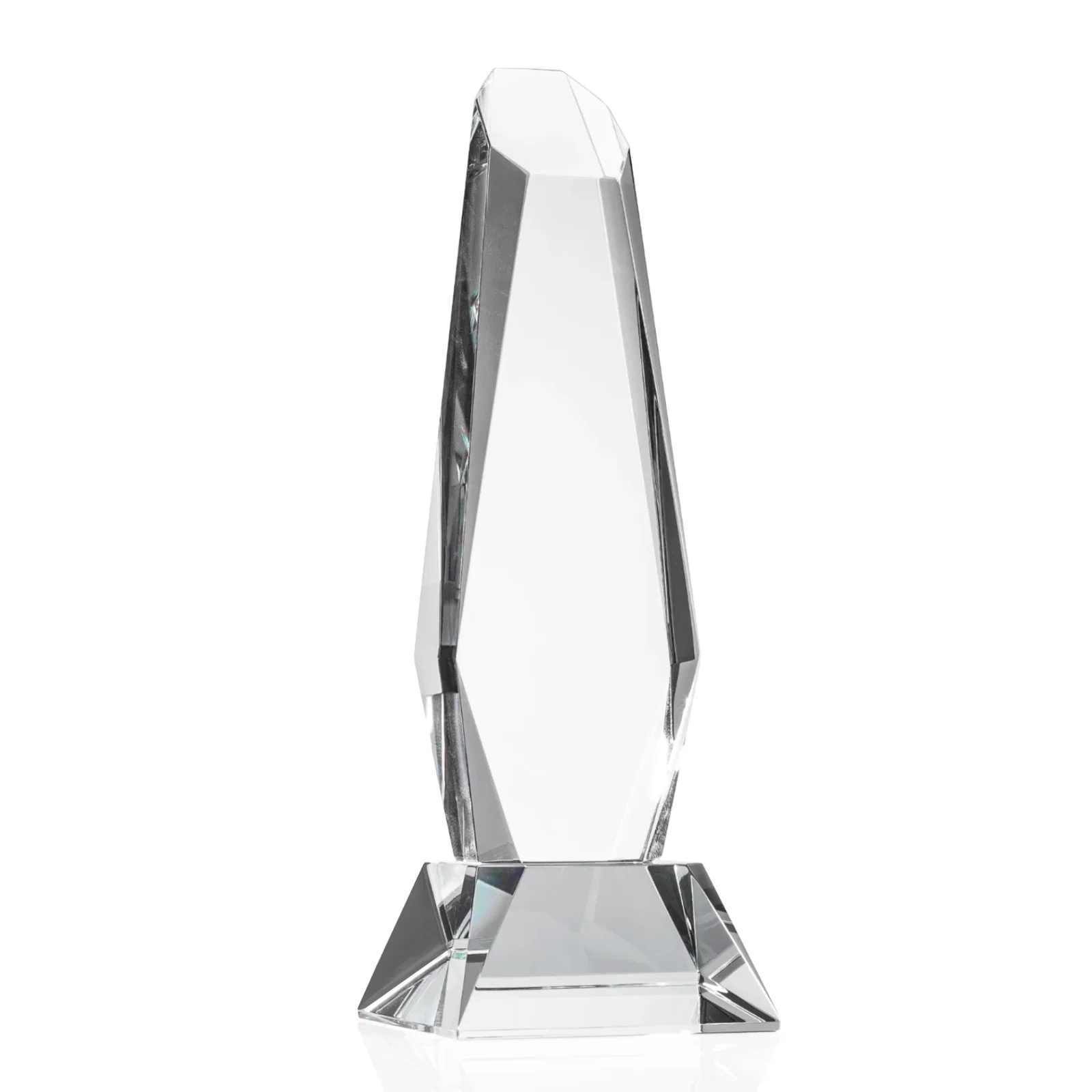 Personalized Optical Crystal Monolith Award with Faceted Angular Bevels, awards for team milestone celebrations