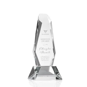 Optical Crystal Monolith Award with Faceted Angular Bevels