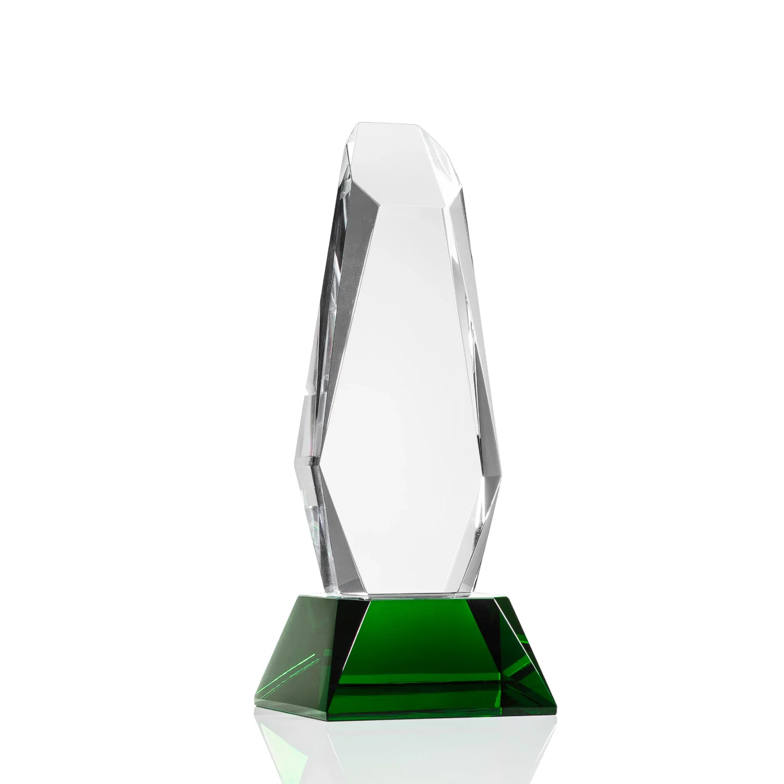 Personalized Optical Crystal Monolith Award with Faceted Angular Bevels, awards for donor appreciation