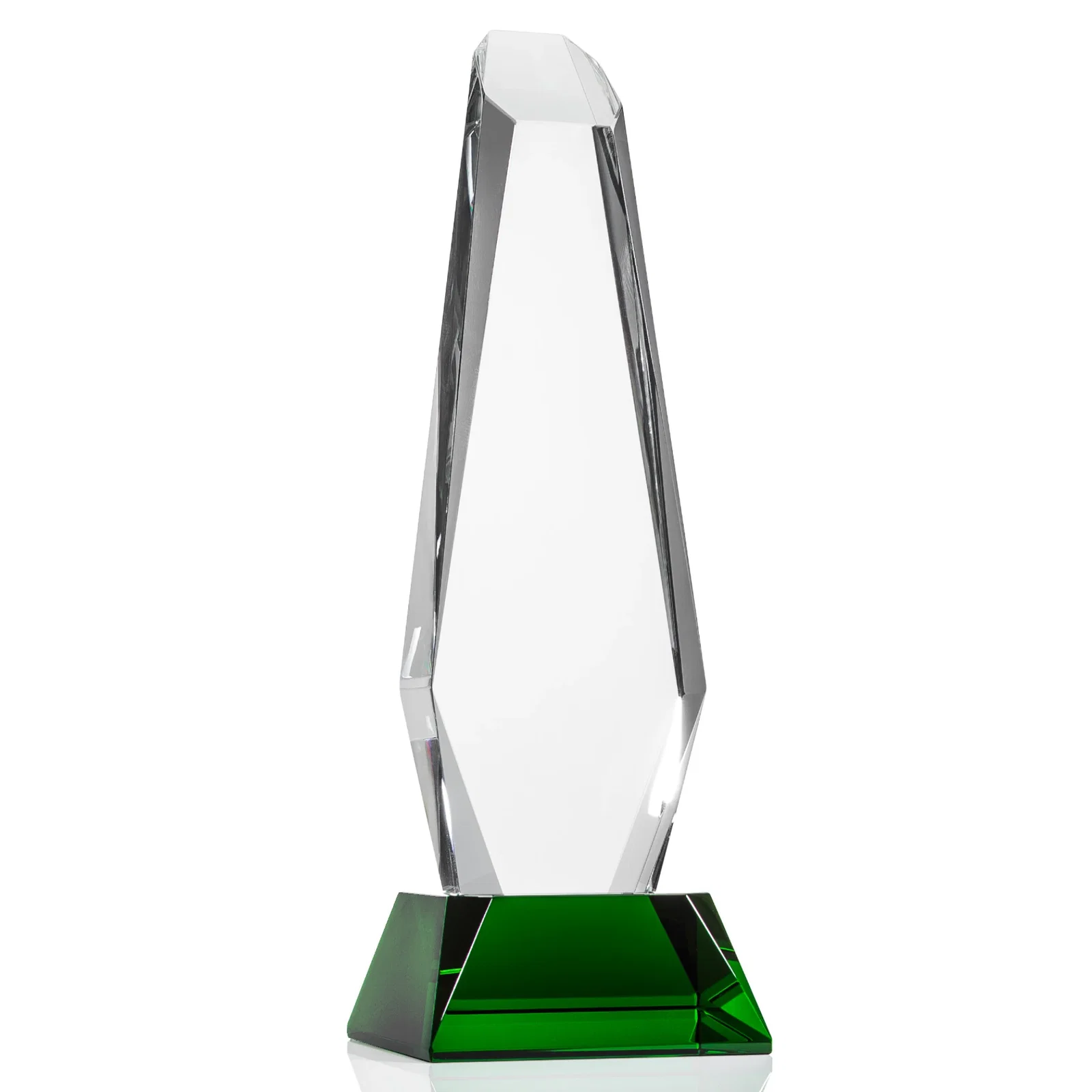 Personalized Optical Crystal Monolith Award with Faceted Angular Bevels, awards for safety achievement programs