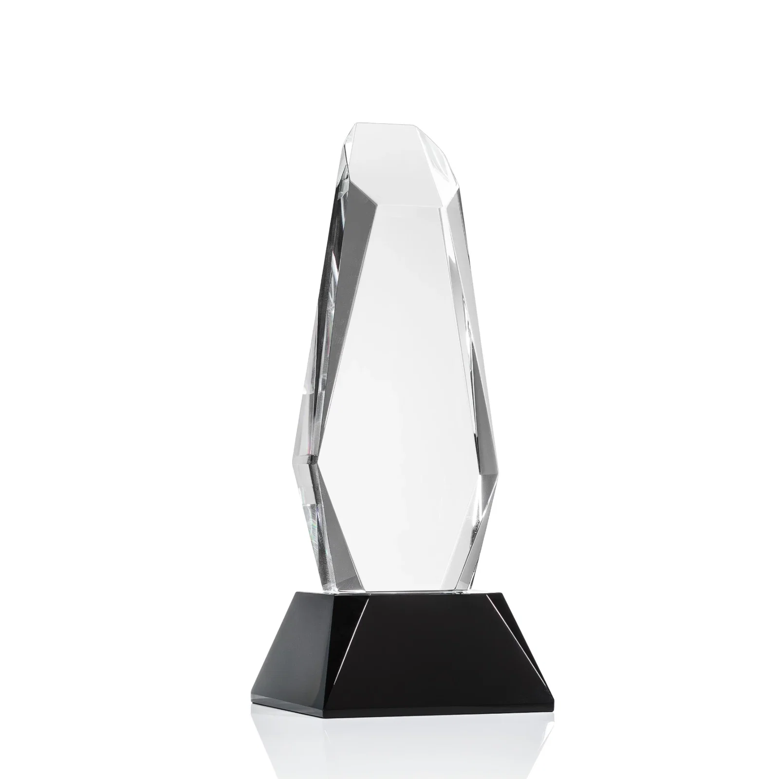 Personalized Optical Crystal Monolith Award with Faceted Angular Bevels, awards for volunteer appreciation
