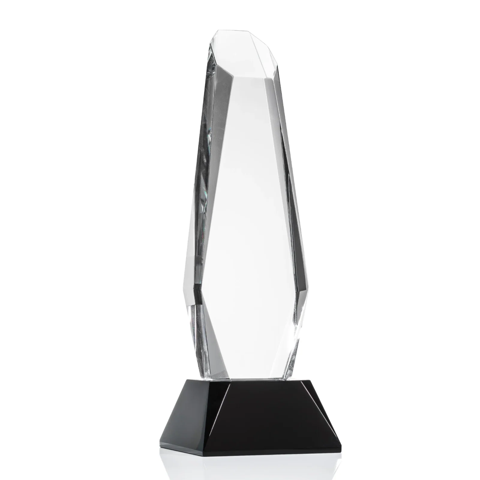 Personalized Optical Crystal Monolith Award with Faceted Angular Bevels, awards for dealer and partner awards