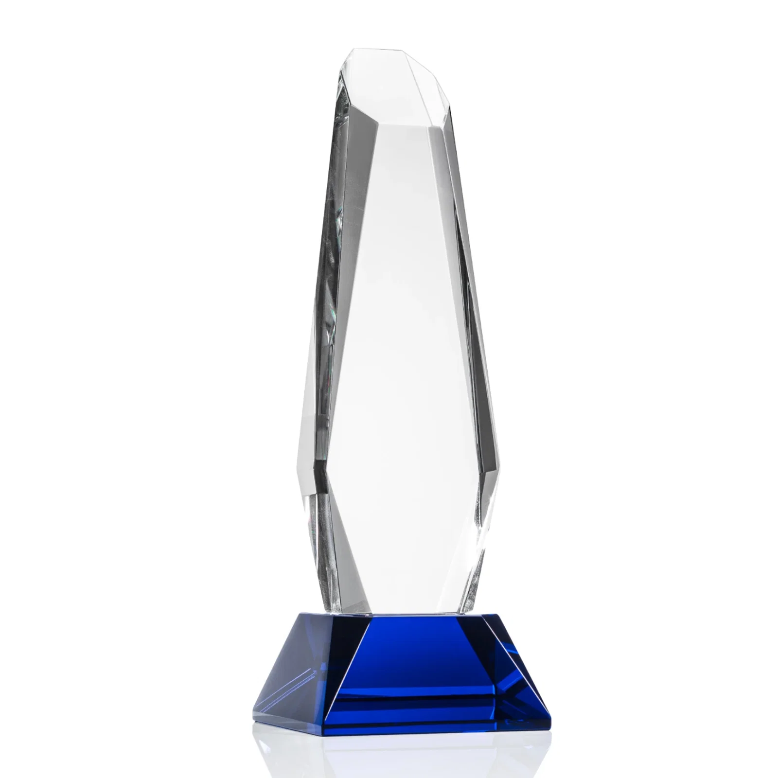 Promotional Optical Crystal Monolith Award with Faceted Angular Bevels, awards for corporate award ceremonies