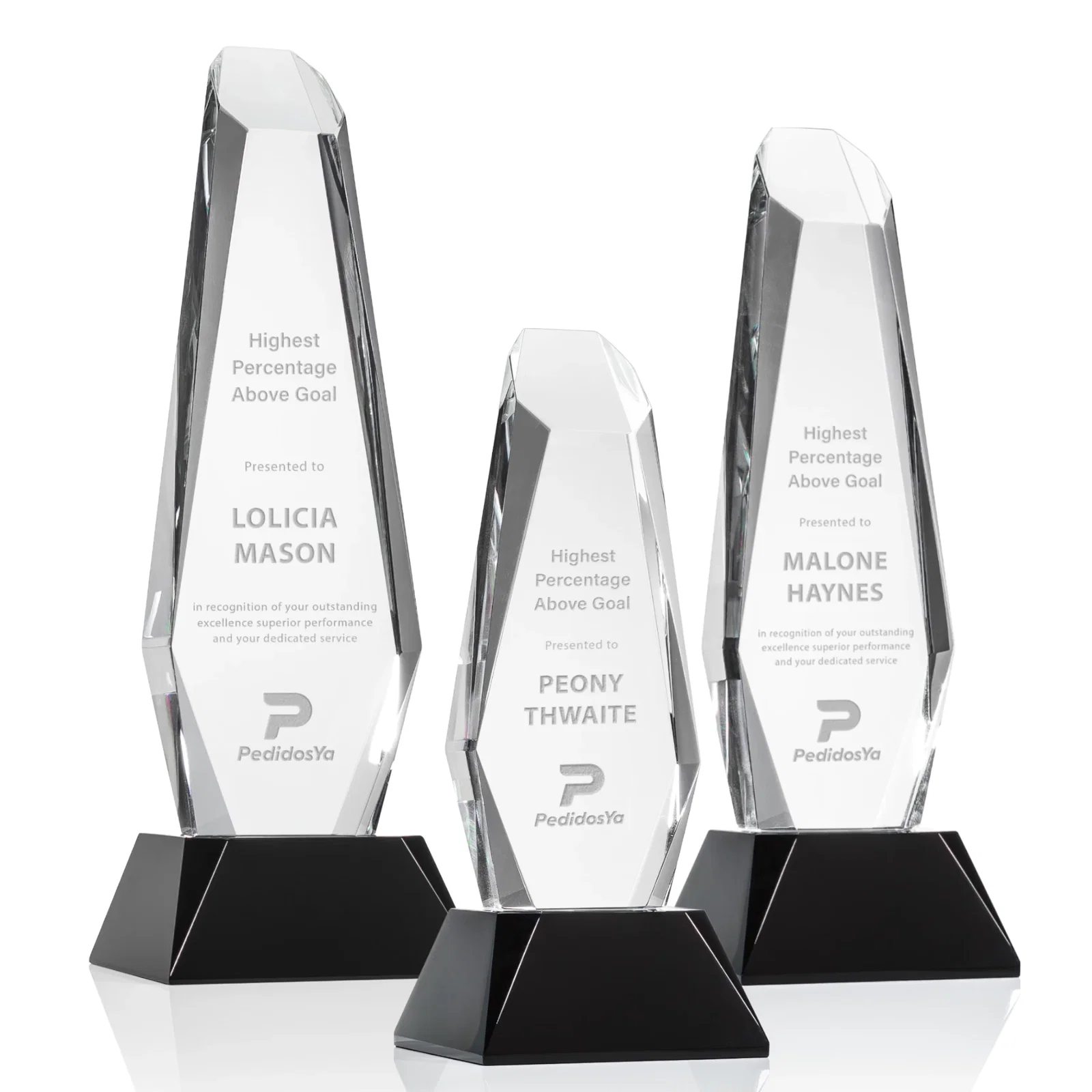 Custom Optical Crystal Monolith Award with Faceted Angular Bevels, awards for safety achievement programs