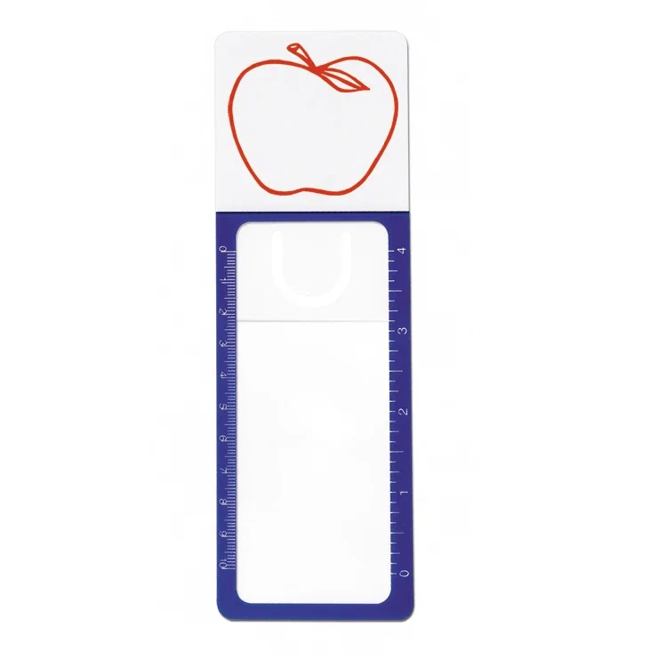 Reader's Pal 3-In-1 Magnifier Bookmark. 3-in-1 vinyl bookmark with magnifier and ruler for library reading programs, view 2