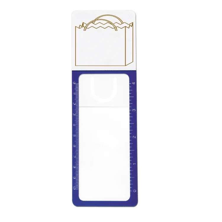 Reader's Pal 3-In-1 Magnifier Bookmark. 3-in-1 vinyl bookmark with magnifier and ruler for library reading programs, view 3