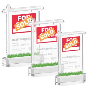 Starfire Crystal Property Sign Award With Grass Detail