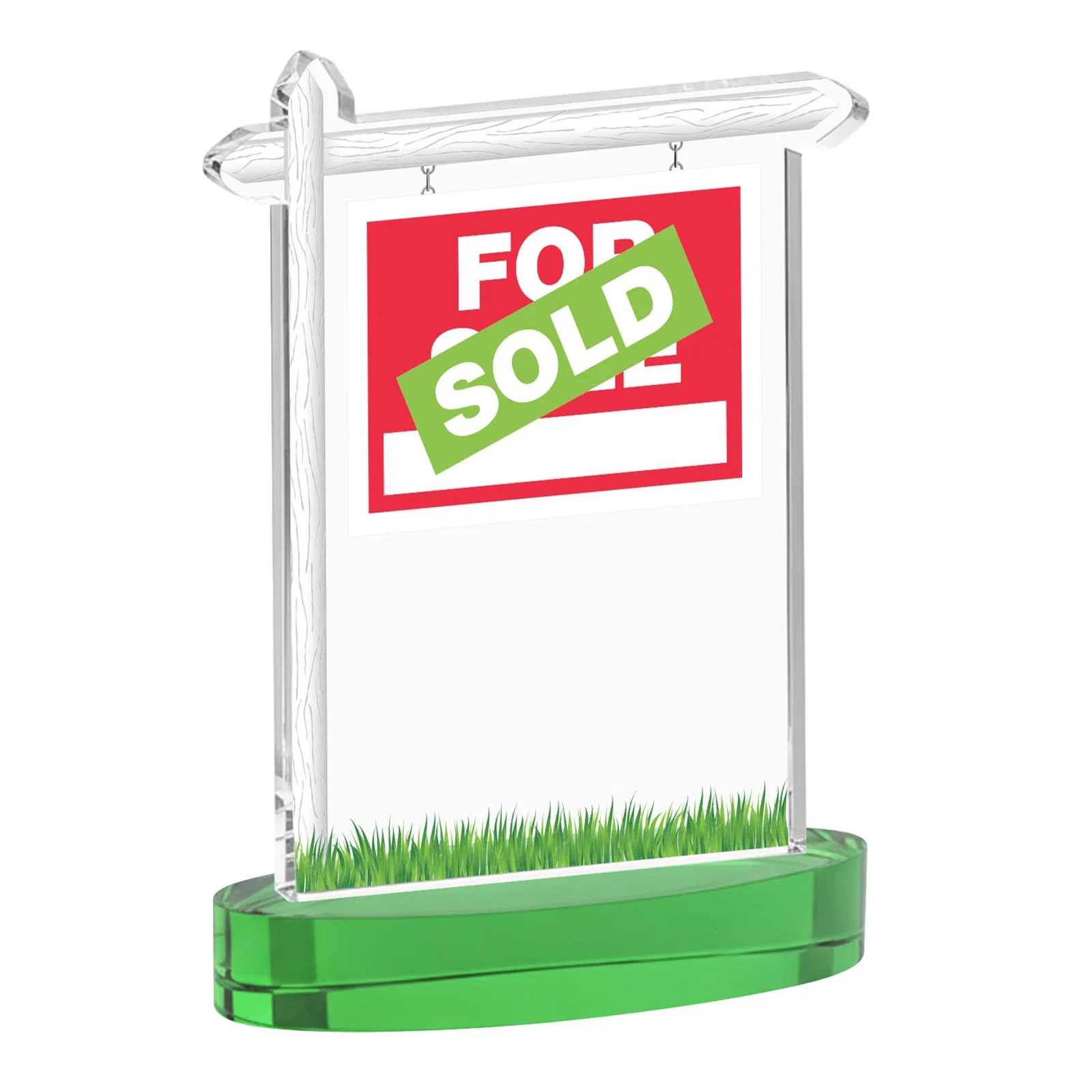 Custom Starfire Crystal Property Sign Award With Grass Detail, with your logo for employee recognition