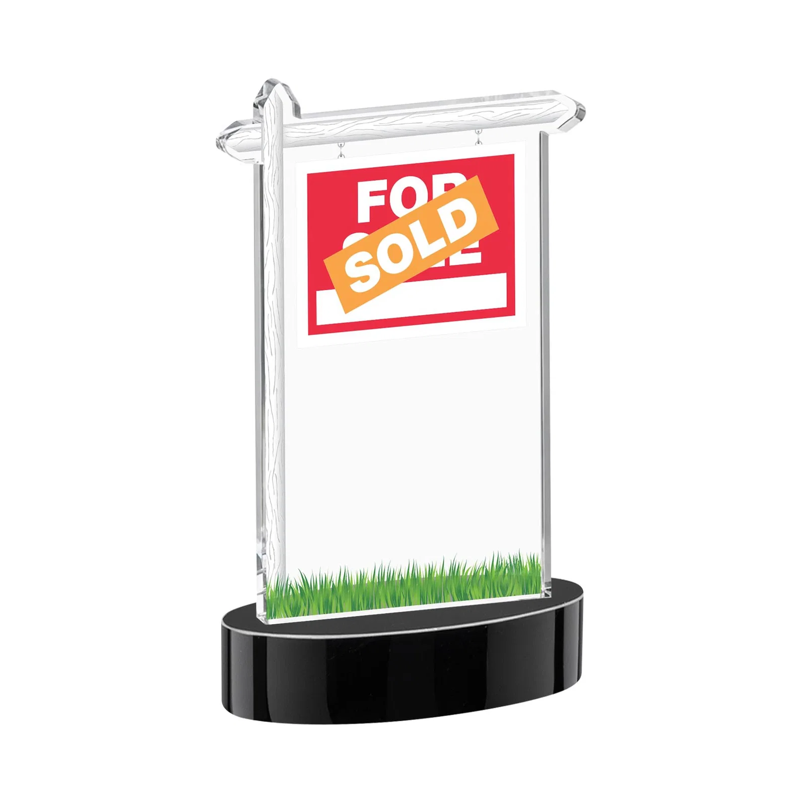 Custom Starfire Crystal Property Sign Award With Grass Detail, with your logo for corporate award ceremonies