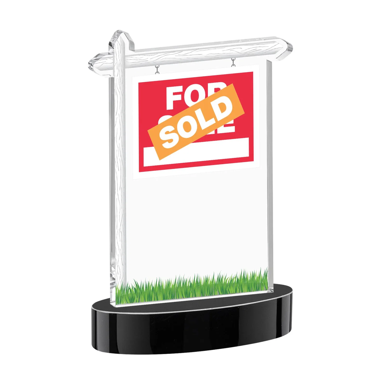 Custom Starfire Crystal Property Sign Award With Grass Detail, with your logo for service anniversary gifts