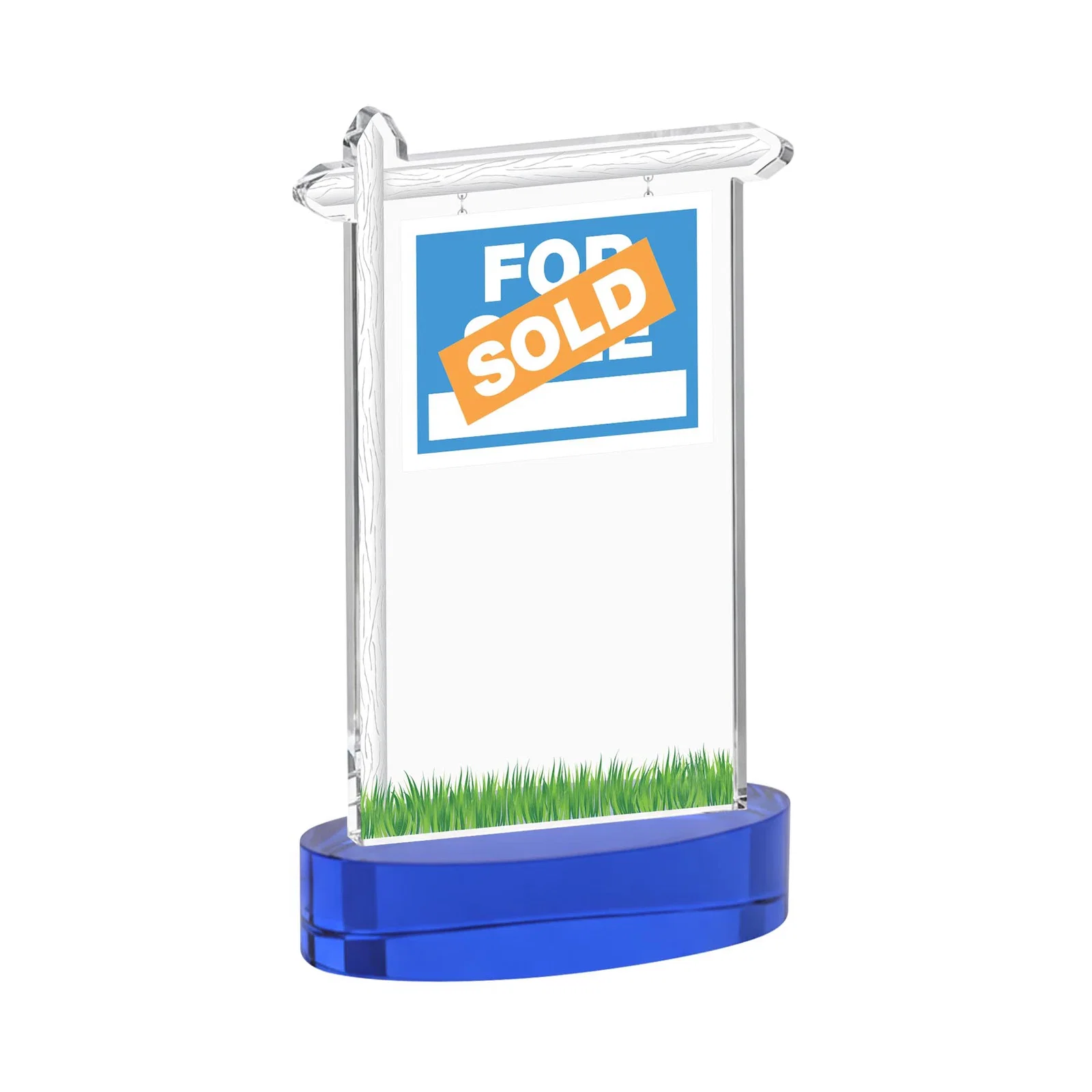 Custom Starfire Crystal Property Sign Award With Grass Detail, with your logo for retirement presentations