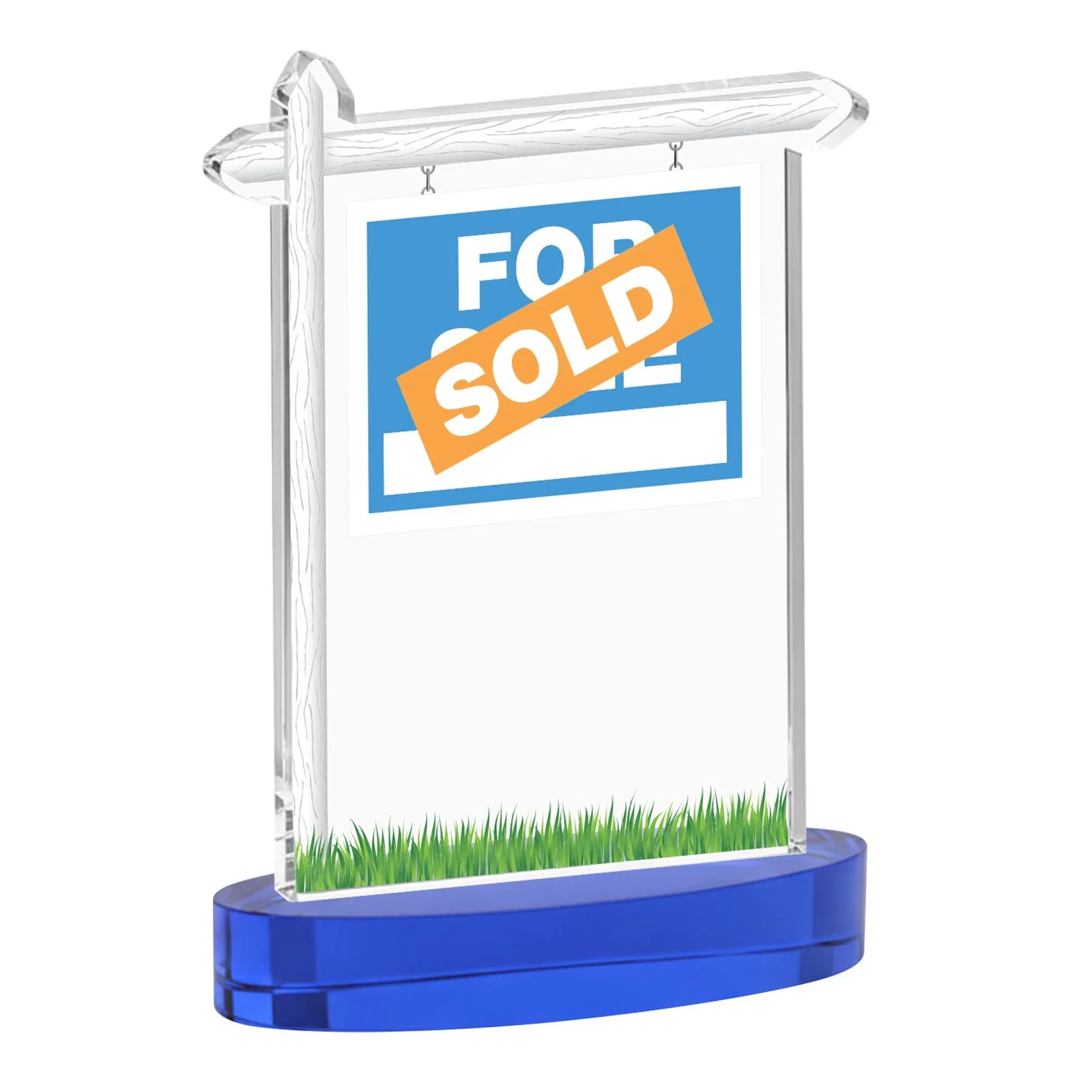 Custom Starfire Crystal Property Sign Award With Grass Detail, with your logo for donor appreciation