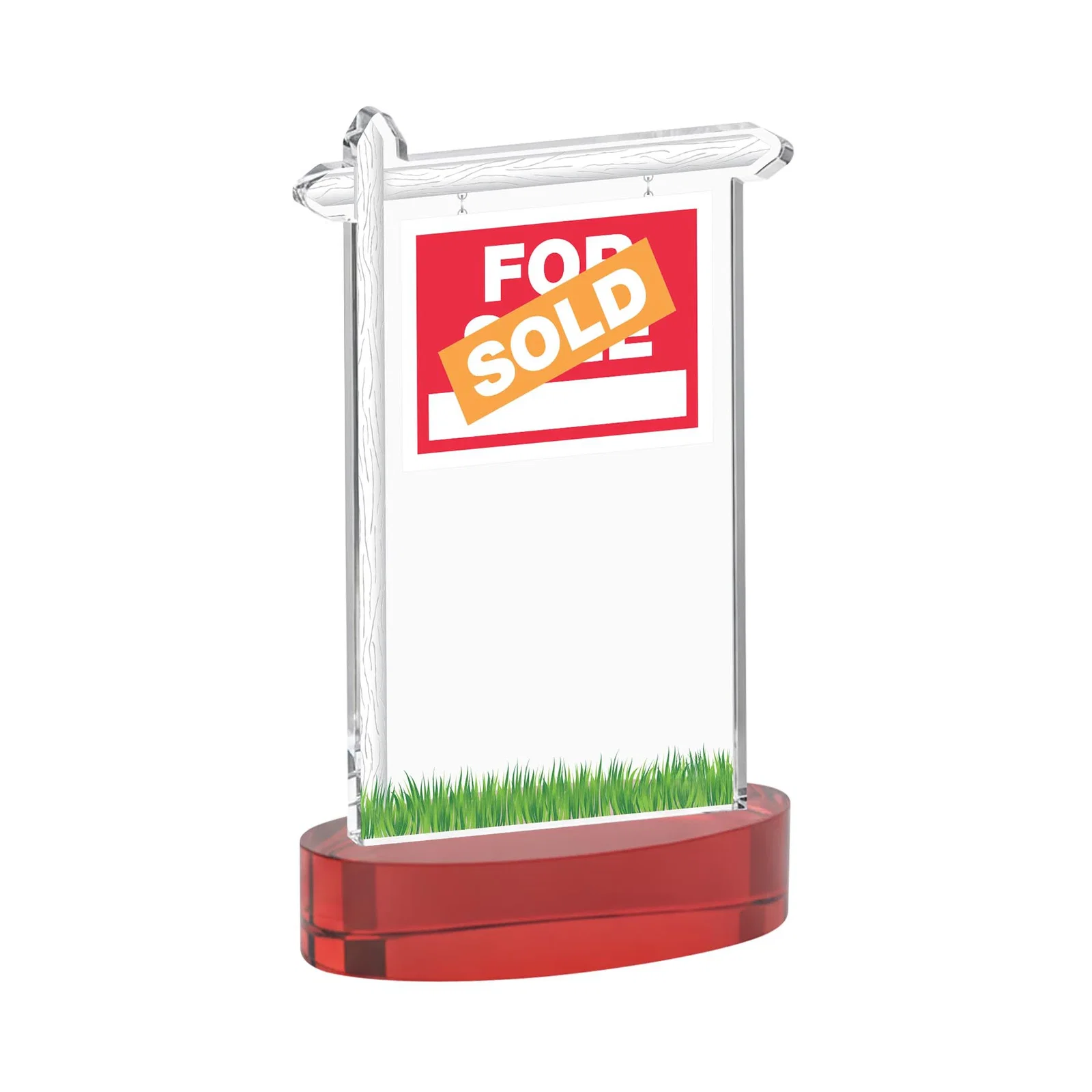 Custom Starfire Crystal Property Sign Award With Grass Detail, with your logo for graduation ceremonies