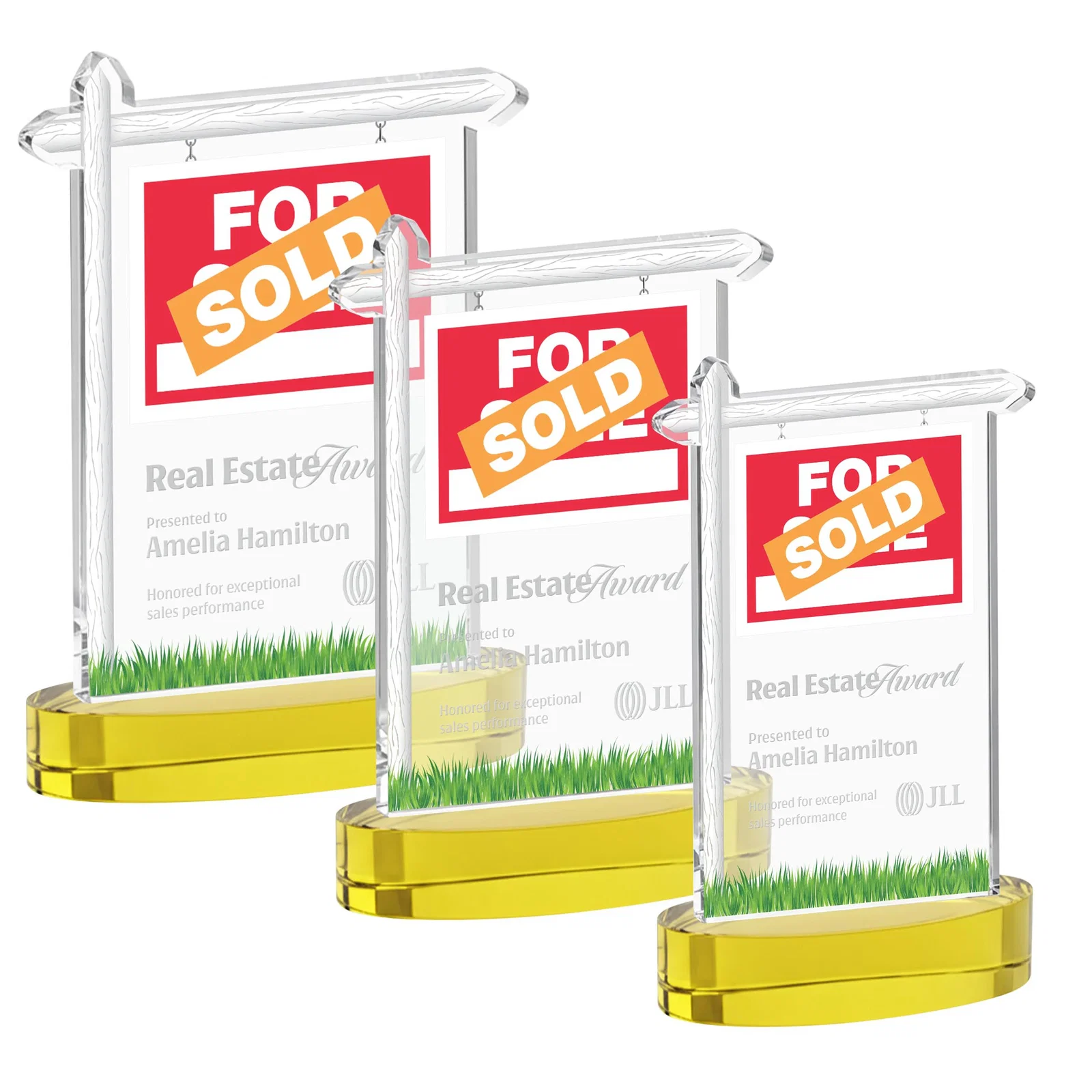 Custom Starfire Crystal Property Sign Award With Grass Detail for volunteer appreciation