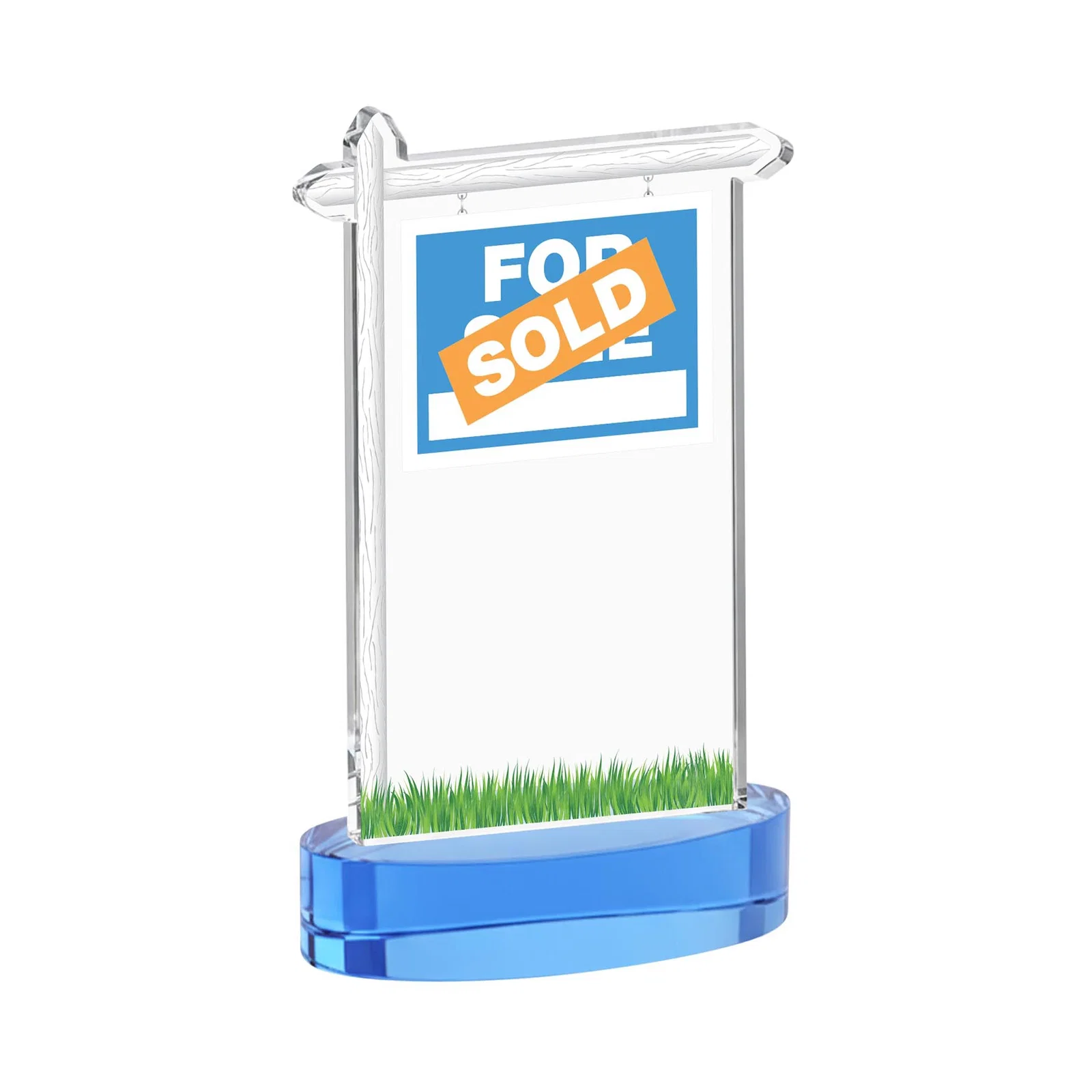 Custom Starfire Crystal Property Sign Award With Grass Detail, with your logo for dealer and partner awards