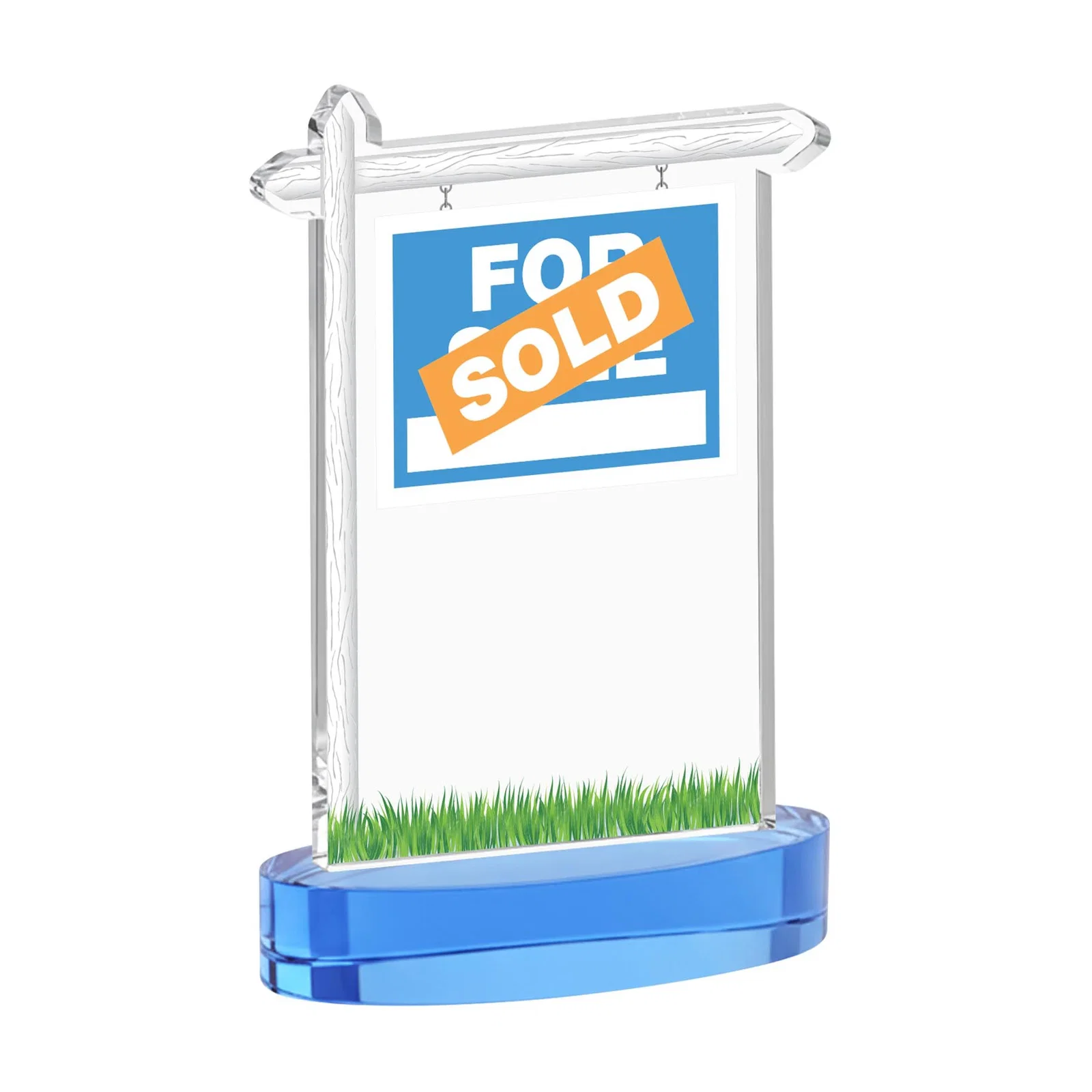 Custom Starfire Crystal Property Sign Award With Grass Detail, with your logo for company anniversary events