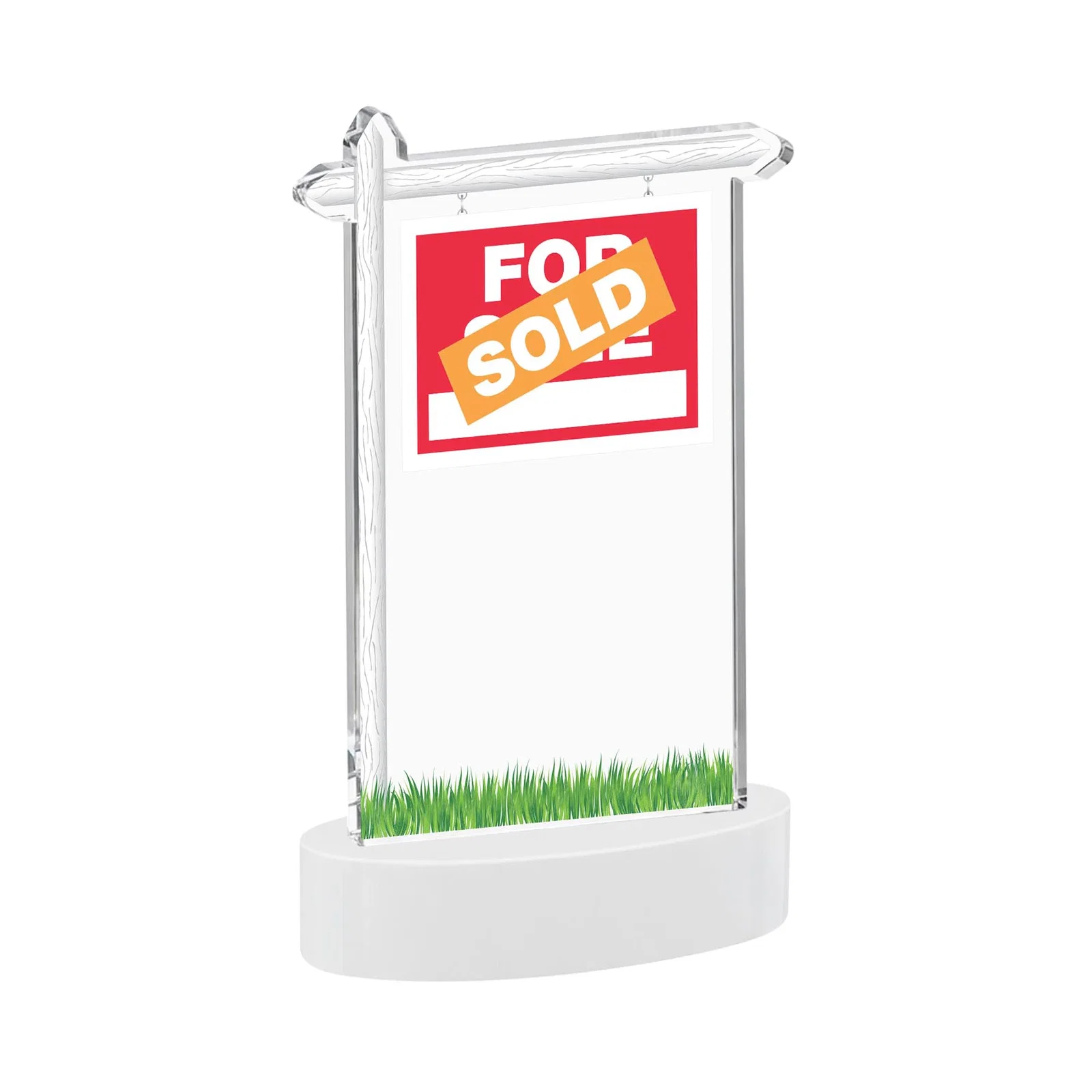 Personalized Starfire Crystal Property Sign Award With Grass Detail, with your logo for corporate award ceremonies