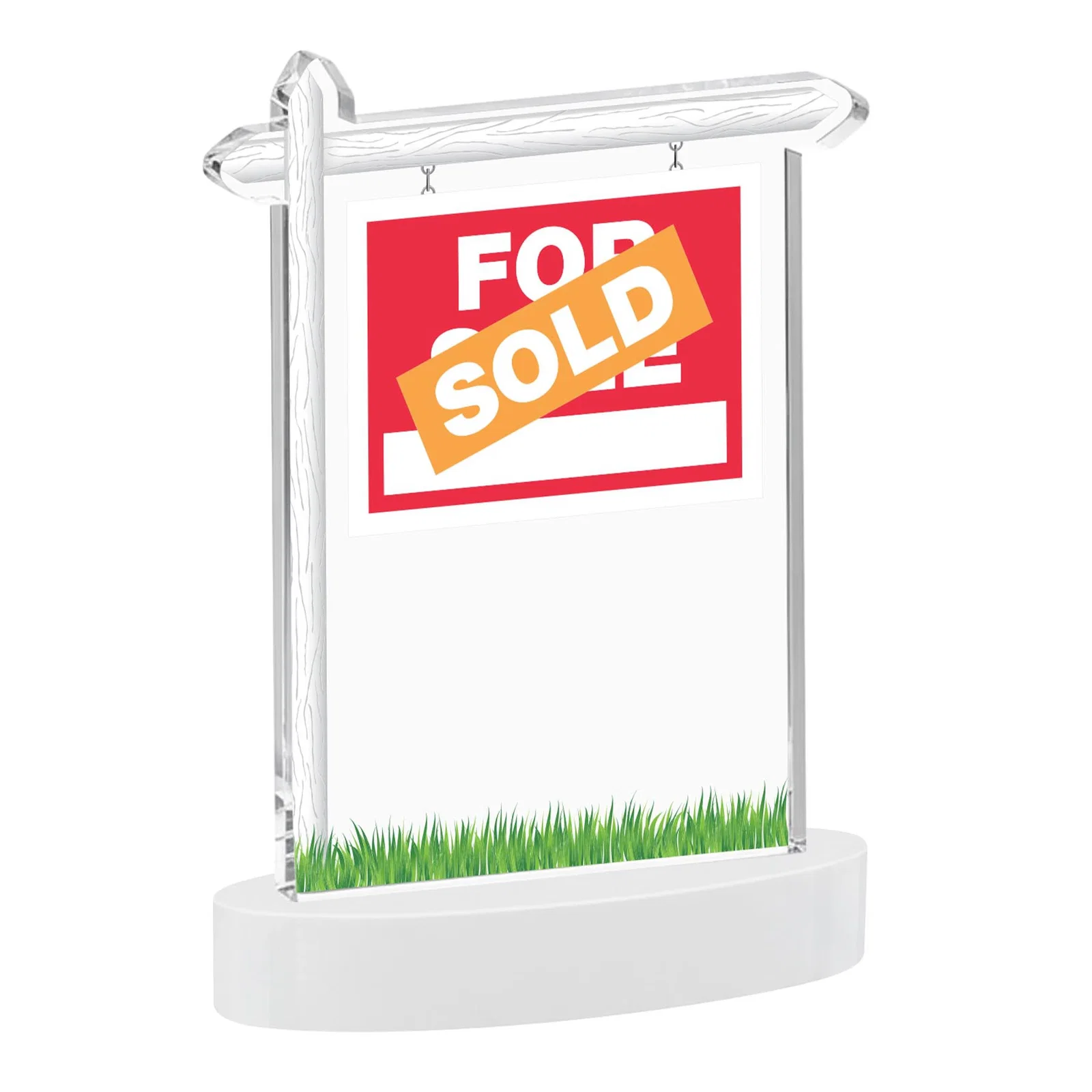 Personalized Starfire Crystal Property Sign Award With Grass Detail, with your logo for sales achievement awards