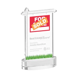 Starfire Crystal Property Sign Award With Grass Detail