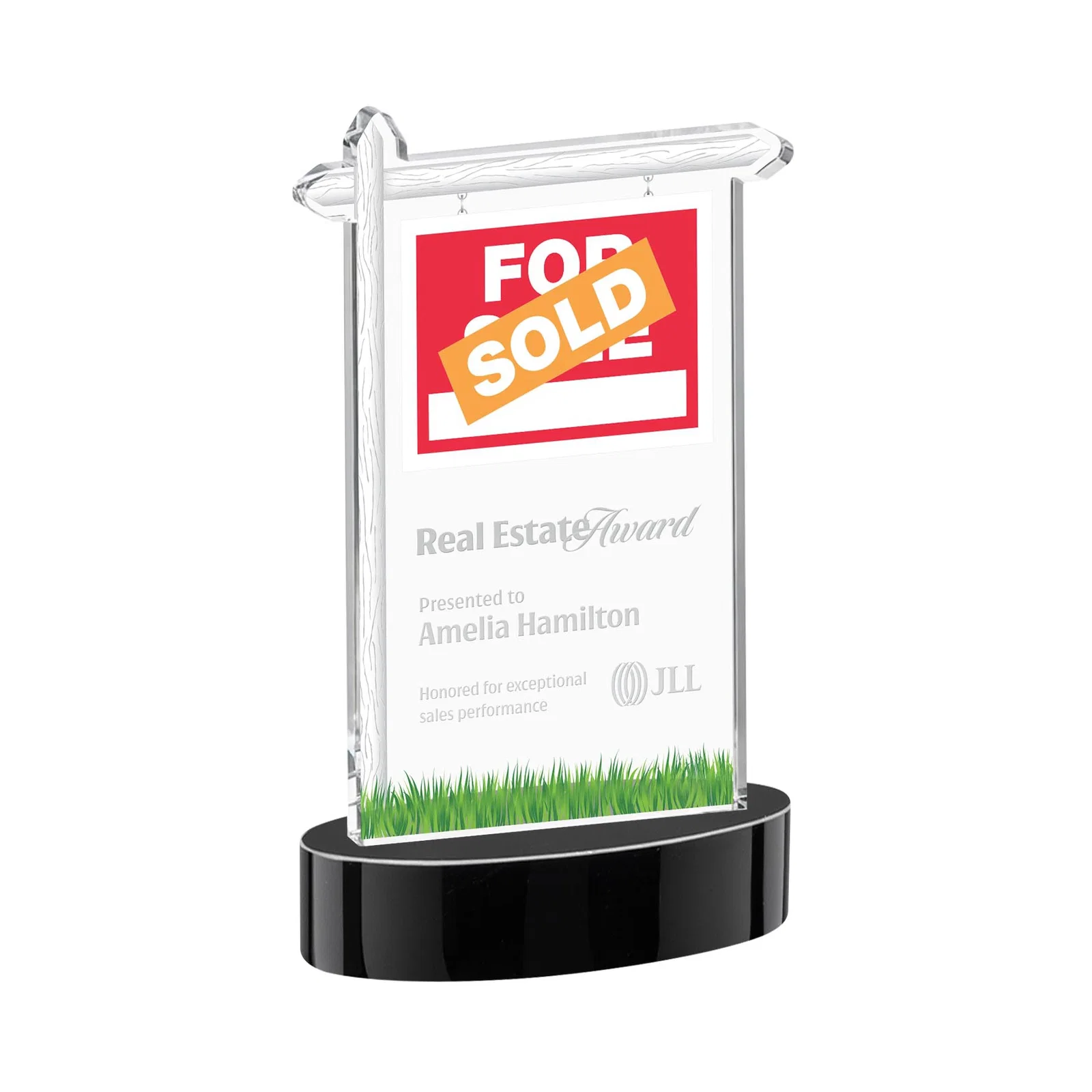 Personalized Starfire Crystal Property Sign Award With Grass Detail for donor appreciation