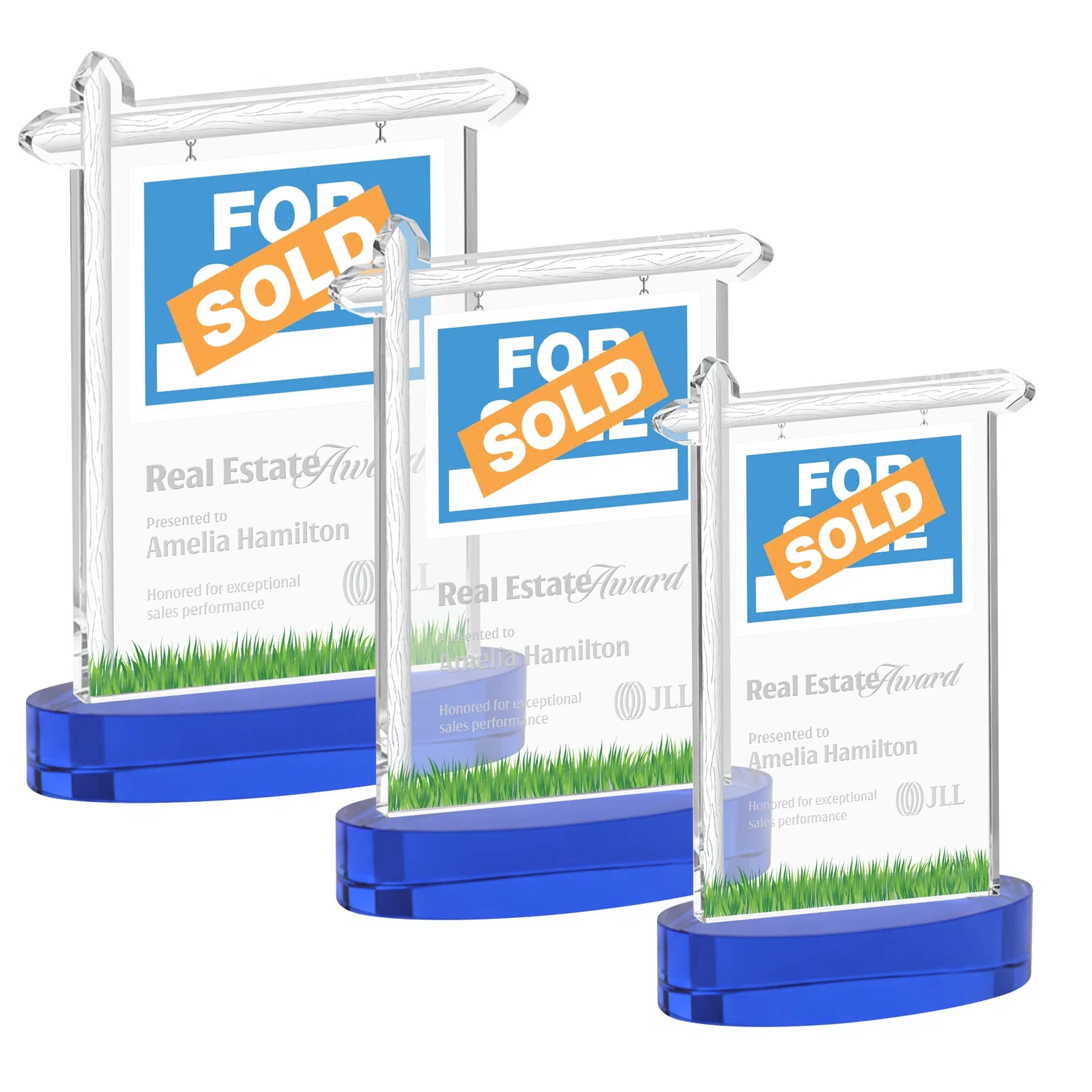 Personalized Starfire Crystal Property Sign Award With Grass Detail for volunteer appreciation