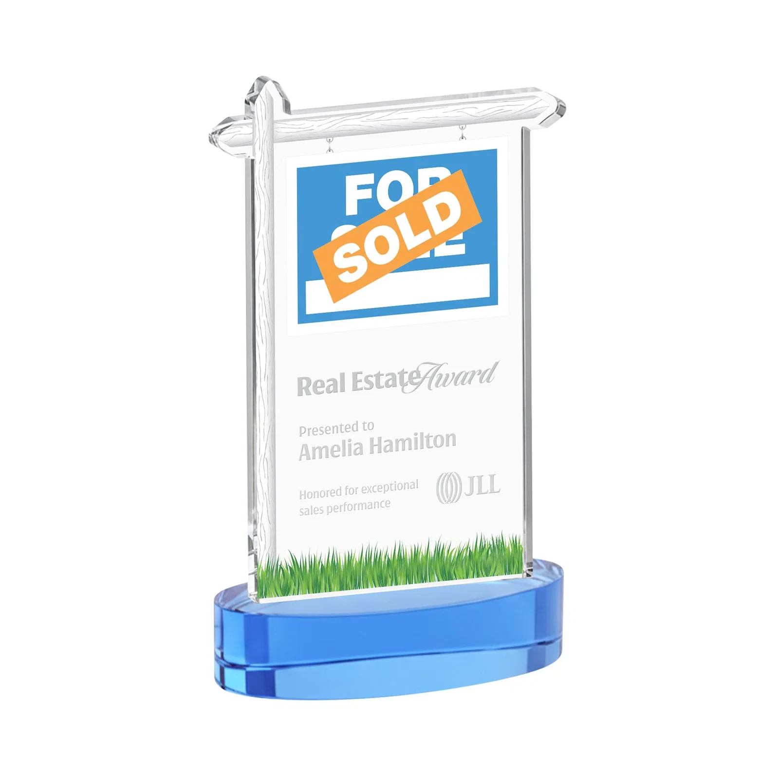 Promotional Starfire Crystal Property Sign Award With Grass Detail for donor appreciation
