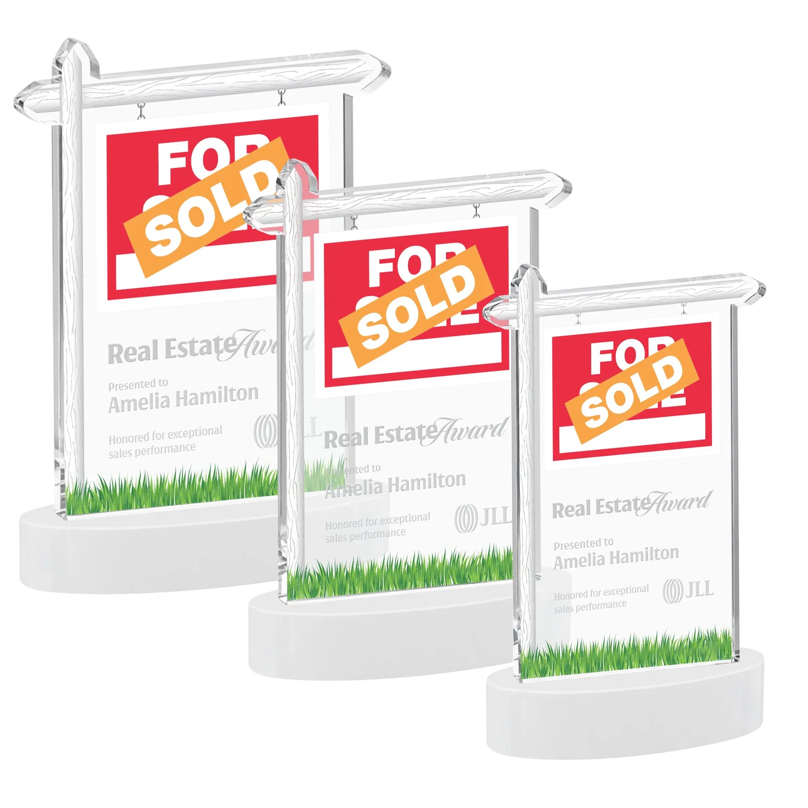 Promotional Starfire Crystal Property Sign Award With Grass Detail for volunteer appreciation