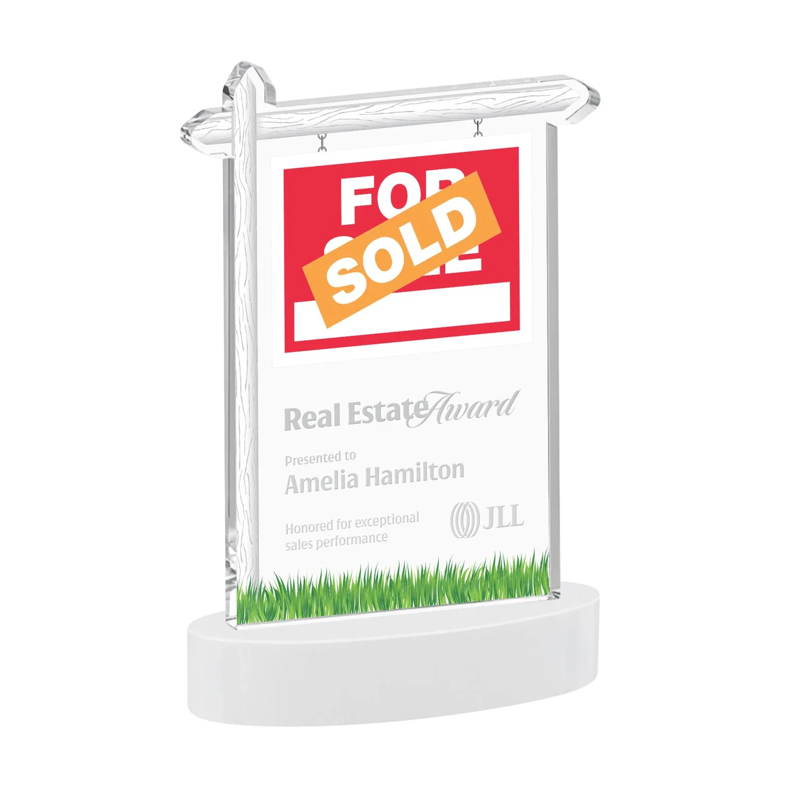 Promotional Starfire Crystal Property Sign Award With Grass Detail for company anniversary events